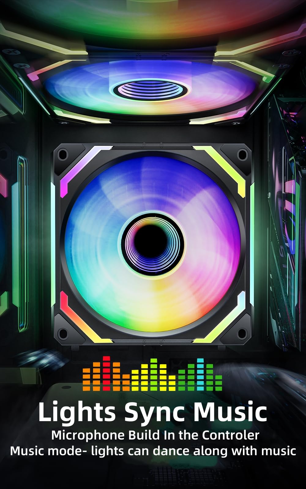 AsiaHorse COSMIQ 120mm RGB PC Case Fans - 5V 3-PIN ARGB PWM Daisy Chain Cooling Fans with Controller for Computer Cases, CPU Coolers & Liquid Cooling Systems (3-Pack, Black) - Perfect for Gaming PC Builds, Custom RGB Setups & High-Performance Cooling