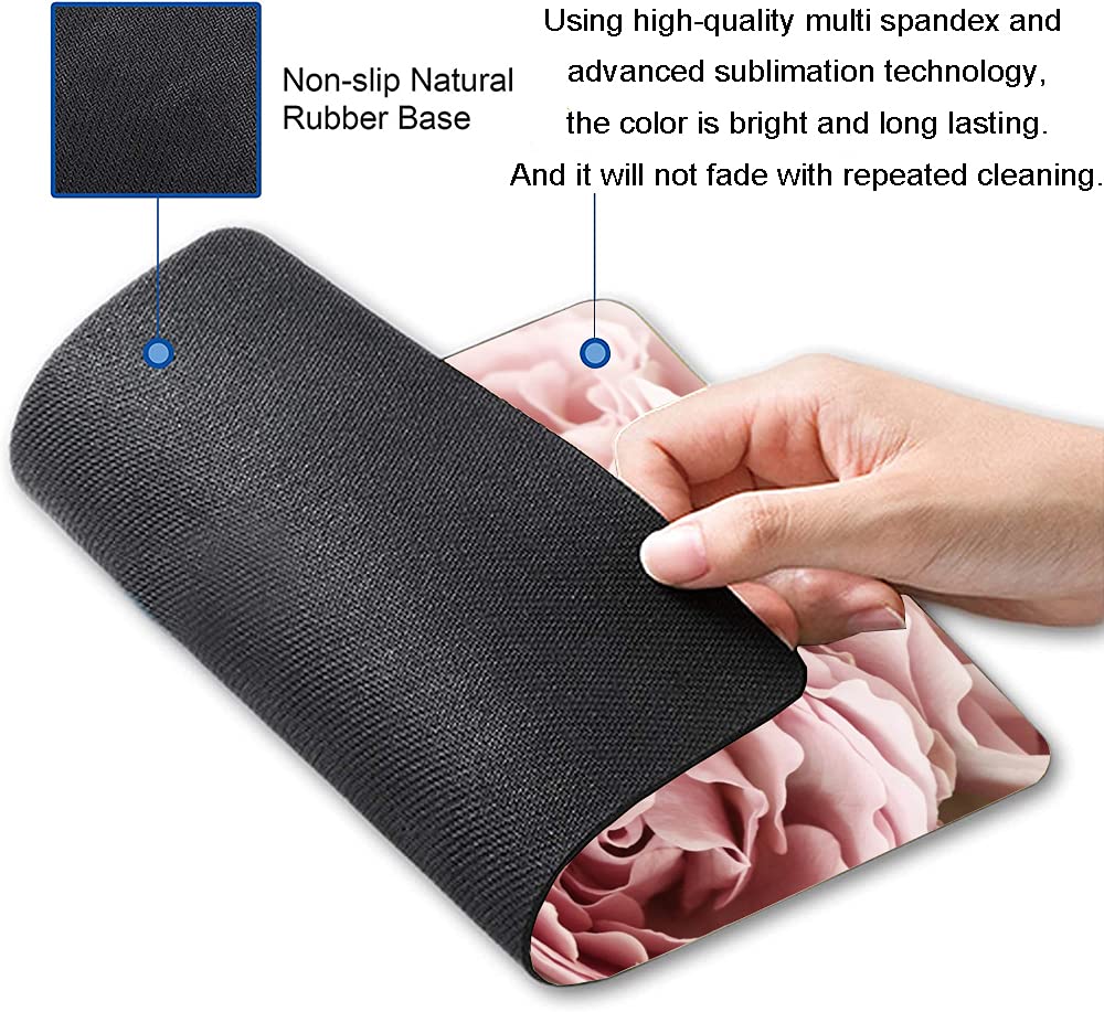 Floral Mouse Pad for Women - Pink Roses Design, Non-Slip Rubber Base, Waterproof Square Mouse Mat for Office & Laptop Computers | Perfect for Home, Office, and Gaming Setups
