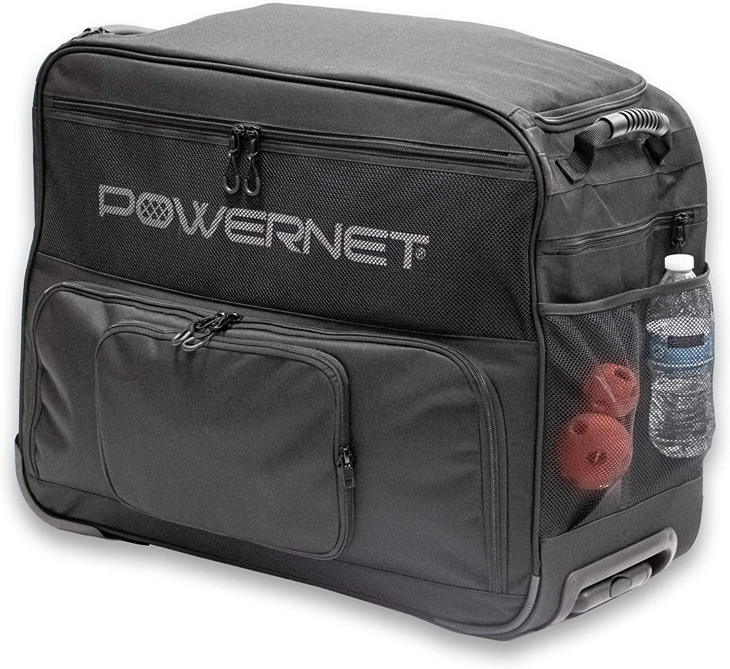PowerNet Rolling Baseball Coach Bag Caddy - Durable Baseball Equipment Organizer for Coaches & Players - Perfect for Practice, Games & Travel