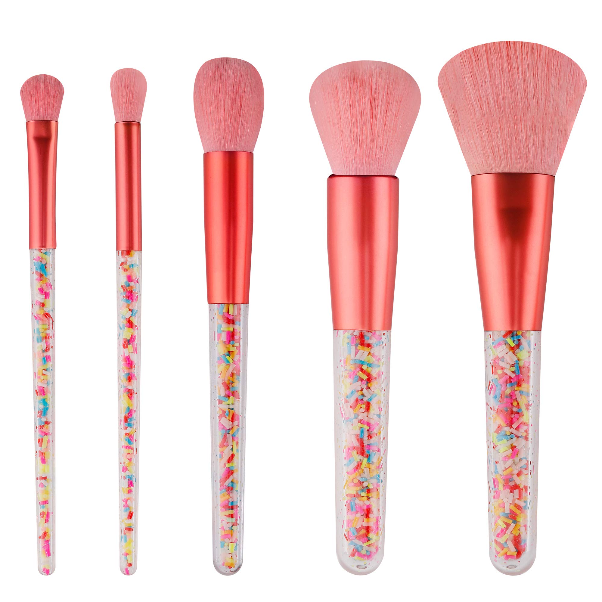 Premium 5-Piece Makeup Brush Set - Soft Candy Pink Cosmetic Brushes for Blush, Eyeshadow, Loose Powder & Highlighter | Professional Makeup Tools for Daily Beauty Routine, Travel & Professional Makeup Artists