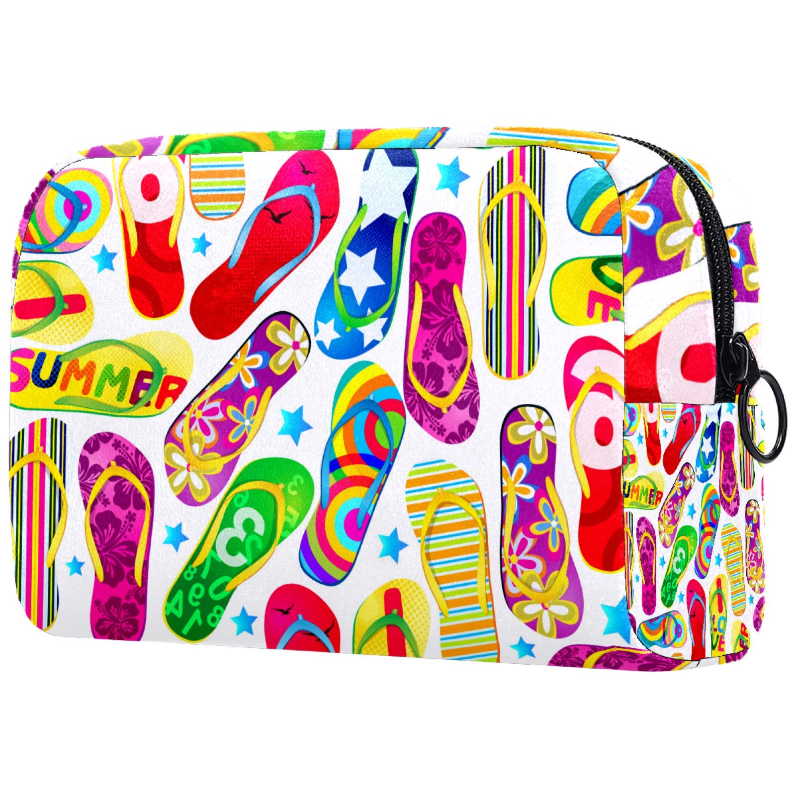 Small Makeup Bag Organizer for Women - Travel Cosmetic & Toiletry Pouch with Colorful Flip Flop Design - Perfect for Handbags, Purses & On-the-Go Beauty Essentials