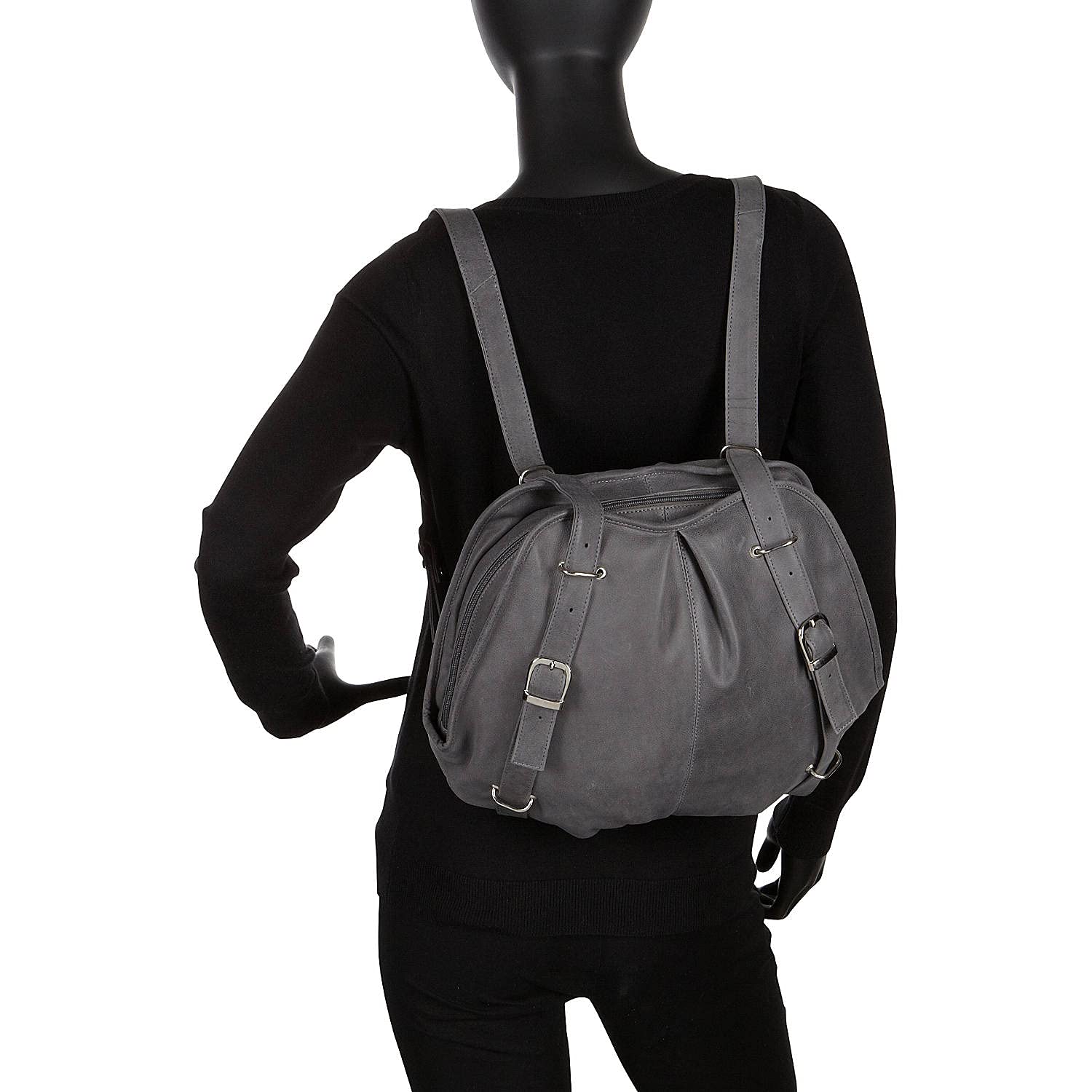 Convertible Buckle Backpack & Shoulder Bag - Adjustable Multi-Functional Travel Bag for Men & Women, Charcoal Gray, One Size - Perfect for Hiking, Commuting & Daily Use