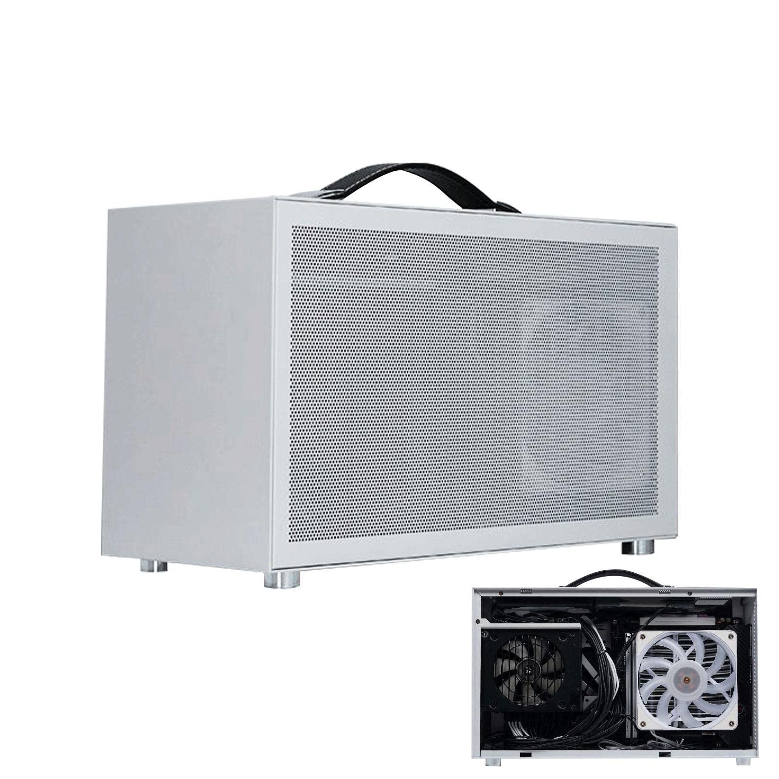 Under Desk PC Case with High Airflow Fan & Mesh Front Panel - Compact Computer Case for Gaming & Office Desktops - Perfect for Workspace & Home Office Setups