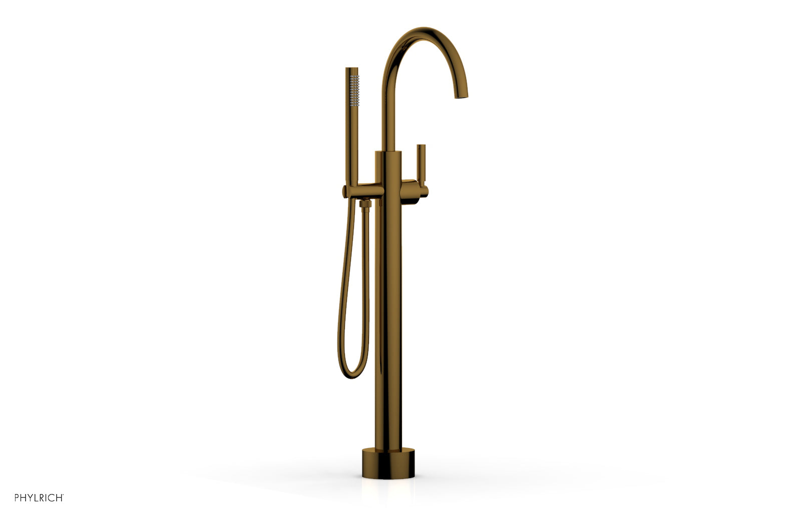BASIC Low Floor Mount Tub Filler with Lever Handle & Hand Shower - D130 44 03 - Perfect for Modern Bathroom Renovations and Spa-Like Showers