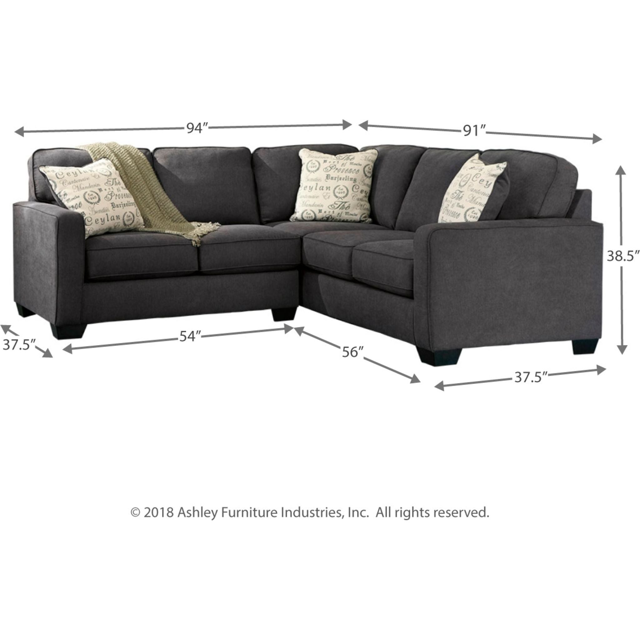 Alenya 2-Piece Sectional Sofa Set - Modern L-Shaped Couch with Chaise Lounge for Living Room, Apartment & Small Spaces - Comfortable Fabric Upholstery with Sturdy Metal Legs (Gray) | Perfect for Family Gatherings, Movie Nights & Relaxing