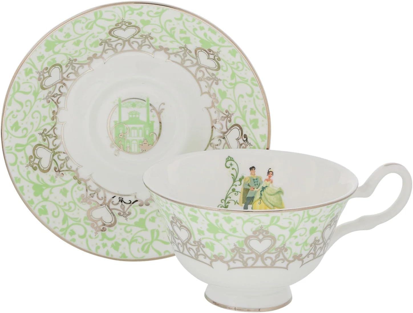 Disney Princess Tiana Wedding Cup and Saucer Set - Elegant Fine Bone China Tea Cup with Saucer - 15 × 15 × 7.5 cm Multicolor - Perfect for Bridal Showers, Wedding Gifts, and Disney Collectors