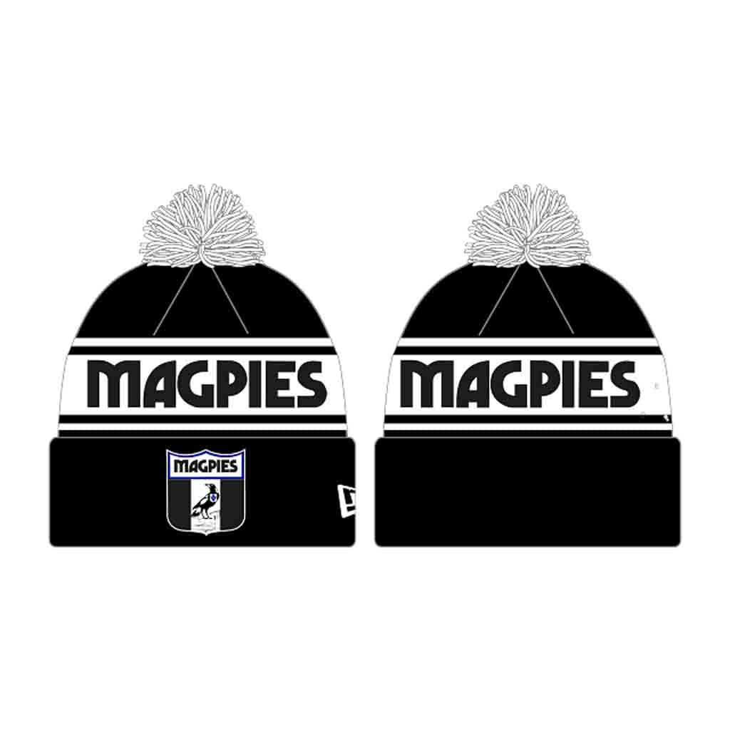Collingwood Magpies 2024 Retro Spellout Beanie - Vintage Football Team Knit Hat for Men & Women - Perfect for Game Day, Winter Sports & Fan Apparel