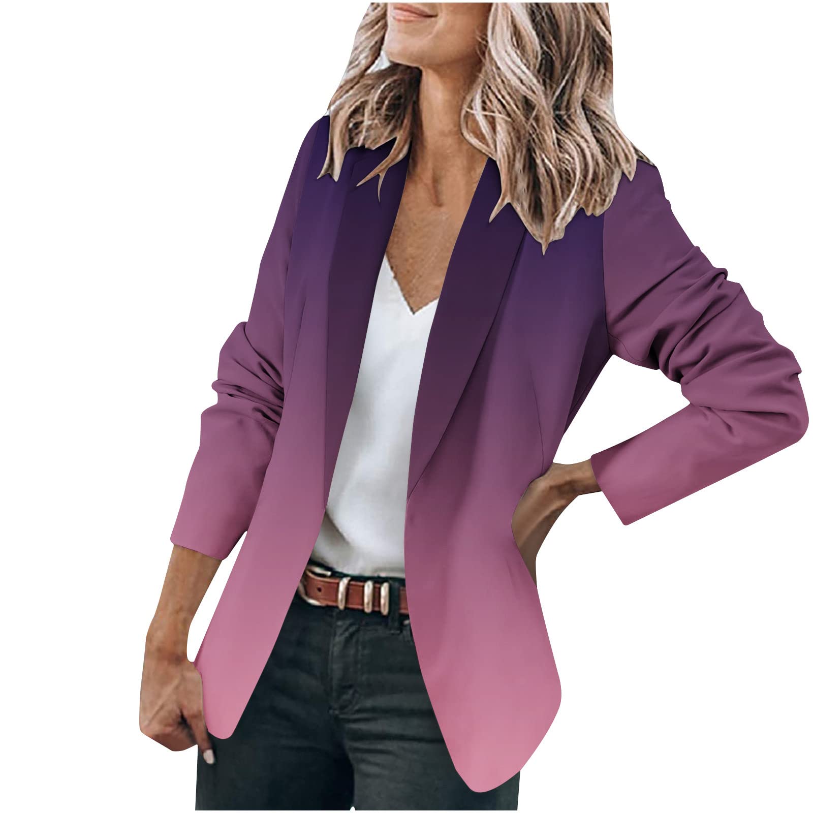 Elegant Women's Business Cardigan - Solid Color Long Sleeve Plaid Print Blazer Coat for Office Wear | Perfect Work Attire & Professional Gift for Women