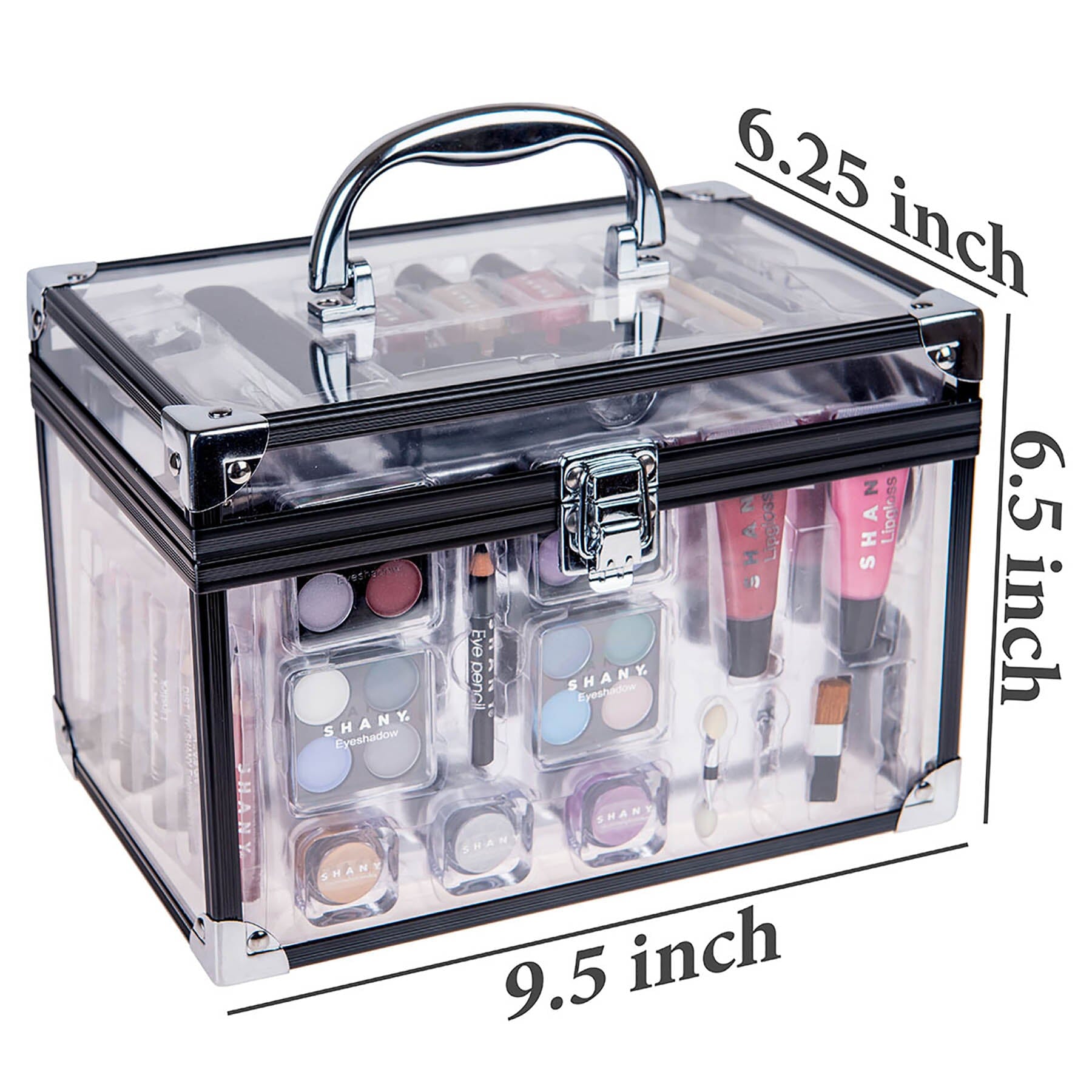 Silver Carry All Trunk Makeup Set - Professional Cosmetic Organizer for Travel, Home & Salon Use