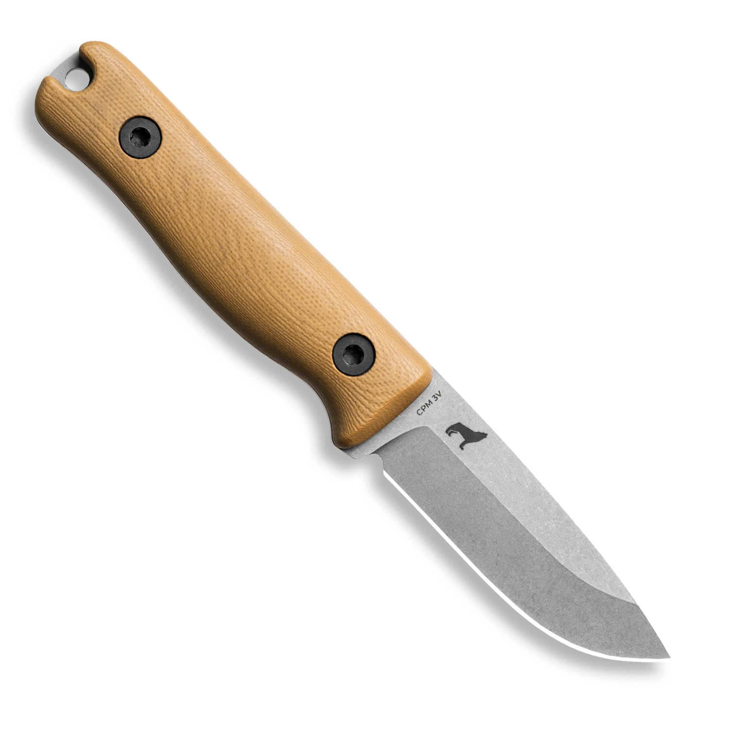 F3 EDC Fixed Blade Knife - CPM 3V Steel, Matte Stonewash Finish, Coyote Tan G10 Handle - Perfect for Camping, Hunting & Outdoor Survival