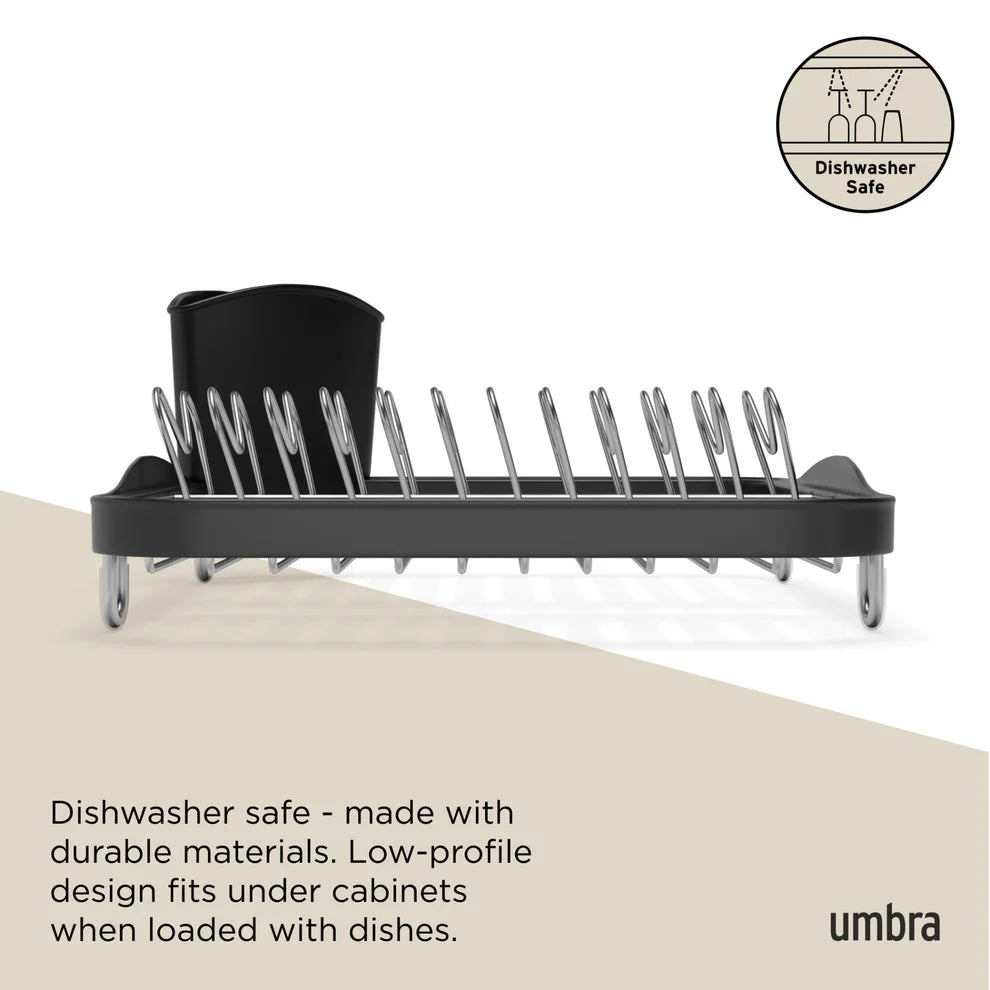 Stainless Steel Countertop Dish Rack with Drying Tray - Space Saving Kitchen Organizer for Dishes, Cups & Utensils - Perfect for Small Apartments, RVs & Compact Kitchens