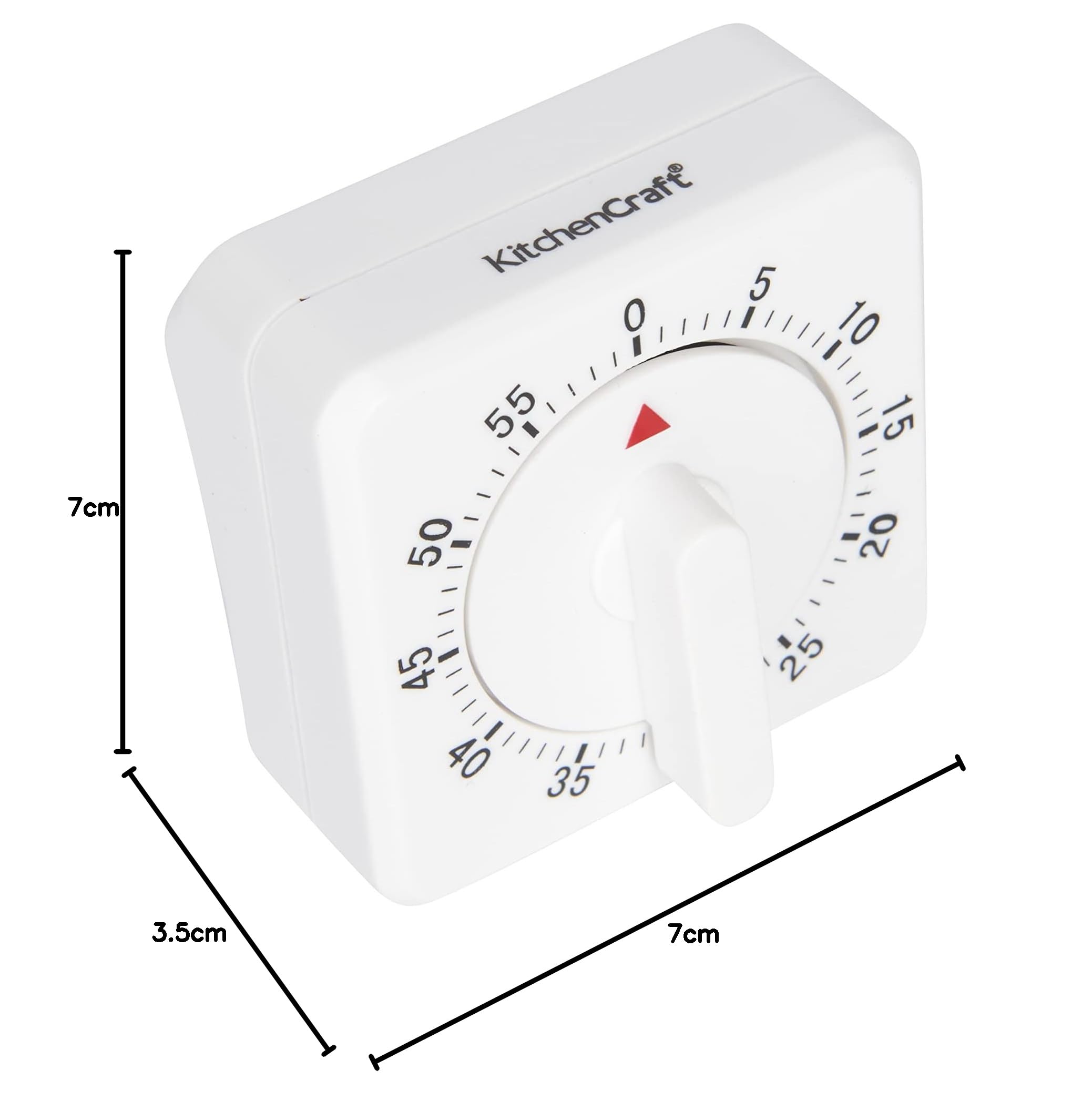 KitchenCraft 60-Minute Mechanical Wind Up Kitchen Timer - White | Perfect for Baking, Cooking, and Classroom Activities