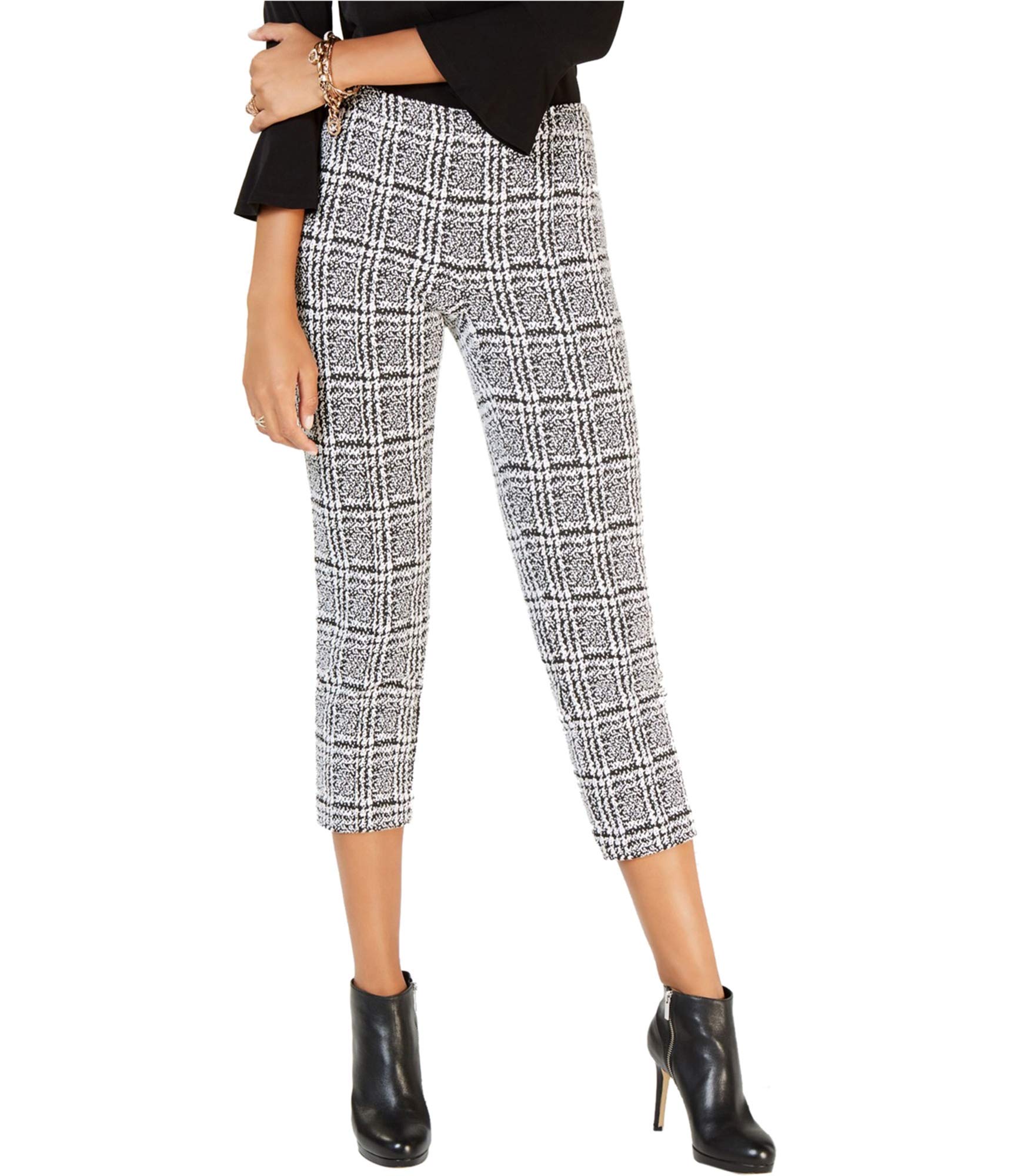 Michael Kors Women's Plaid Casual Cropped Pants | Comfortable Stretch Fabric | Perfect for Work, Office & Weekend Outfits