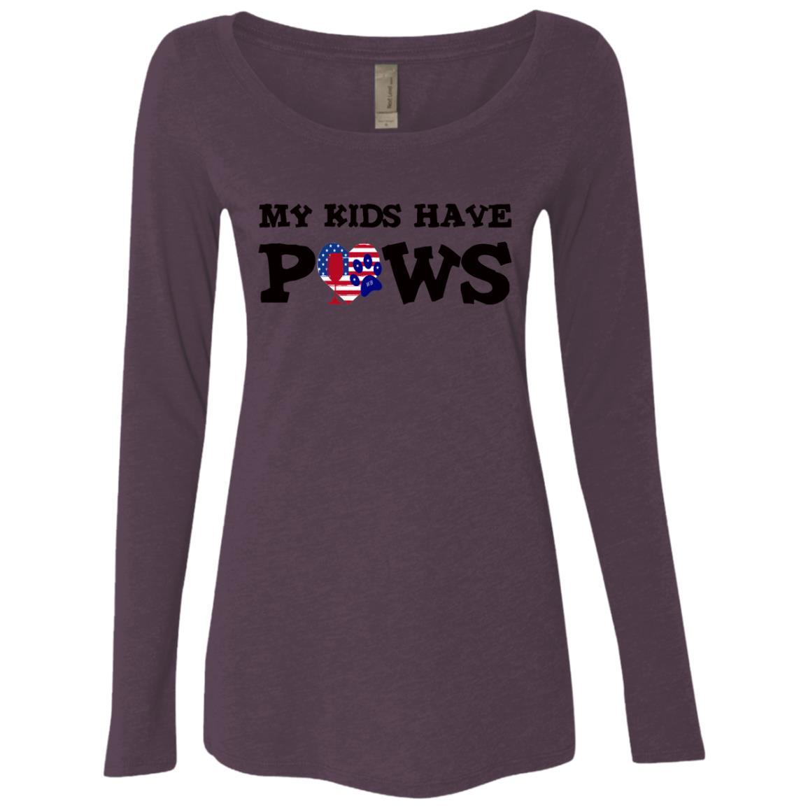 My Kids Have Paws Women's Long Sleeve Scoop Neck Tri-Blend T-Shirt - Soft & Comfortable Pet Lover Apparel for Casual Wear & Dog Mom Outfits