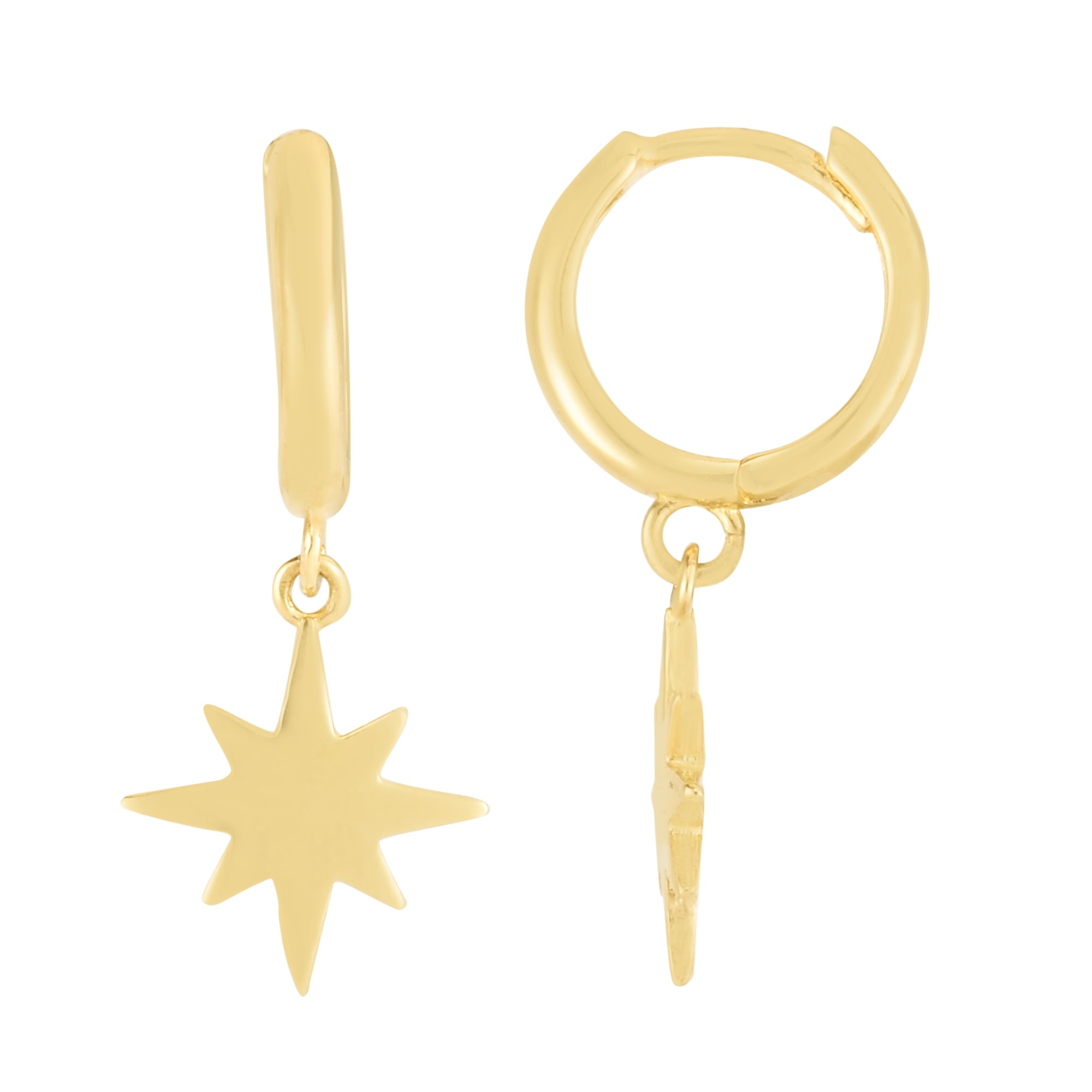 14K Gold Dangle Star Huggie Earrings for Women - Minimalist Celestial Jewelry for Everyday Wear & Special Occasions