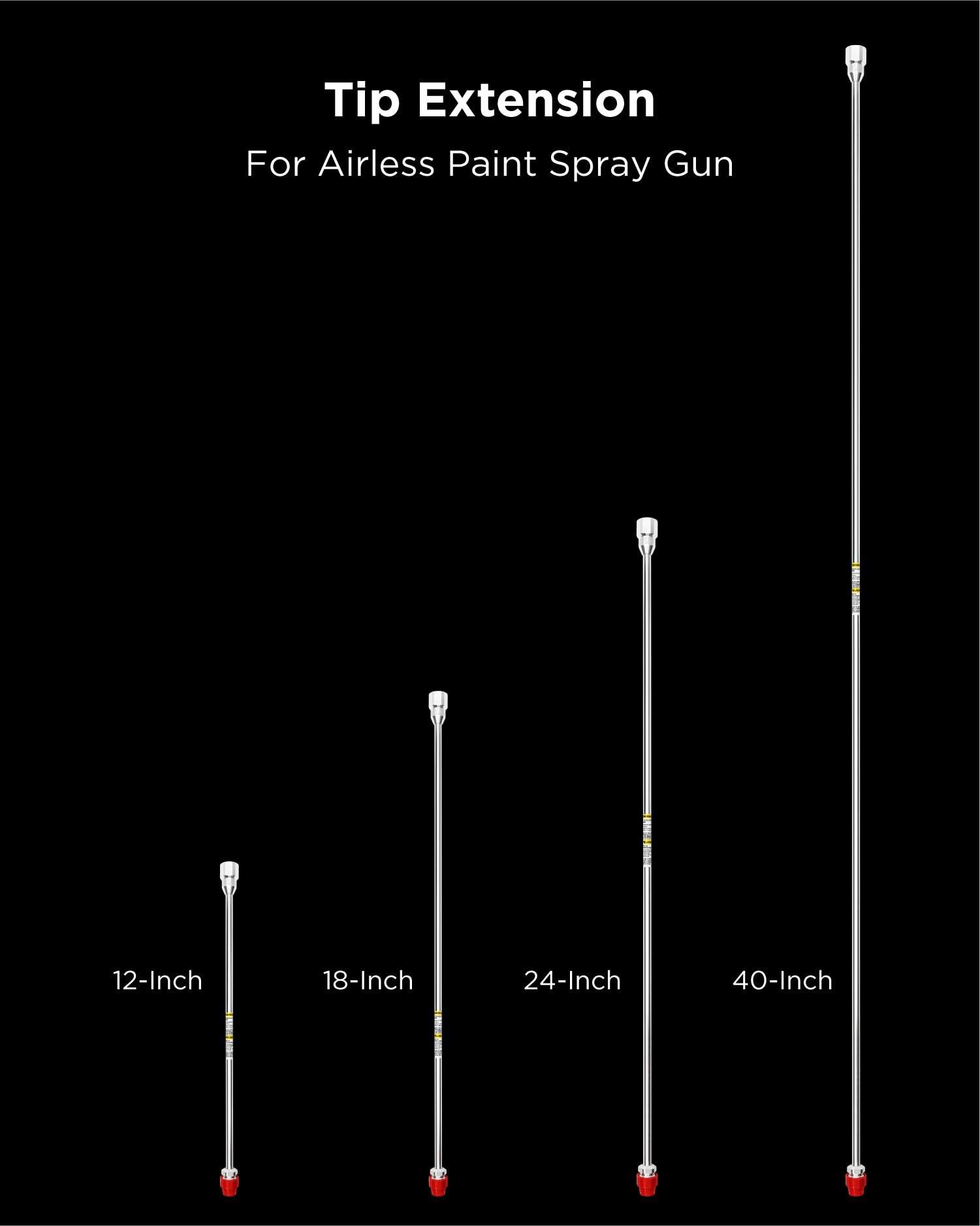 InoKraft 40 Inch (100cm) Airless Sprayer Tip Extension Rod - Universal Replacement for Airless Paint Spray Guns - Durable Silver Extension Pole for Professional Painting & DIY Projects - Perfect for Walls, Ceilings & Hard-to-Reach Areas