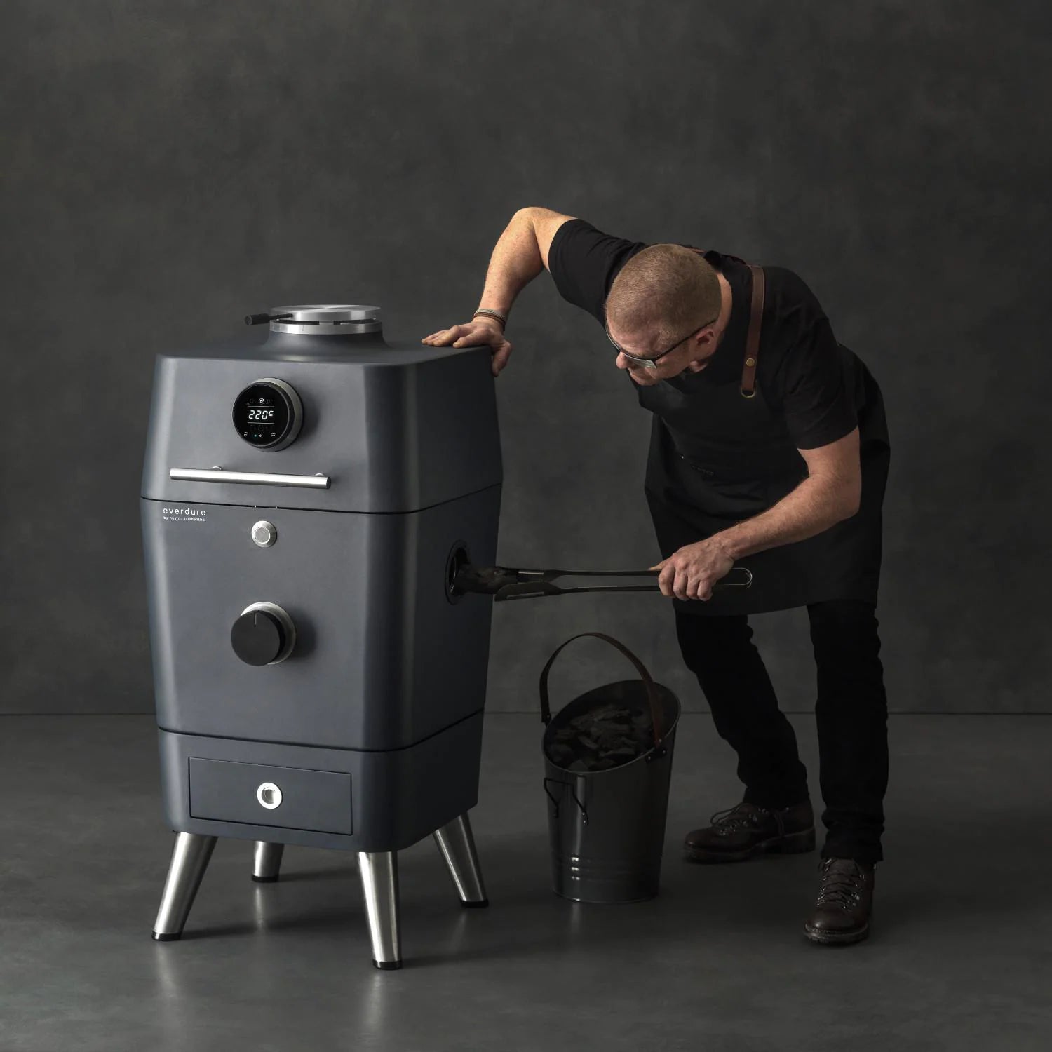 Everdure By Heston Blumenthal 4K 21 Inch Charcoal Grill & Smoker HBCE4KGUS - Premium Outdoor BBQ & Smoking for Backyard, Camping, and Tailgating
