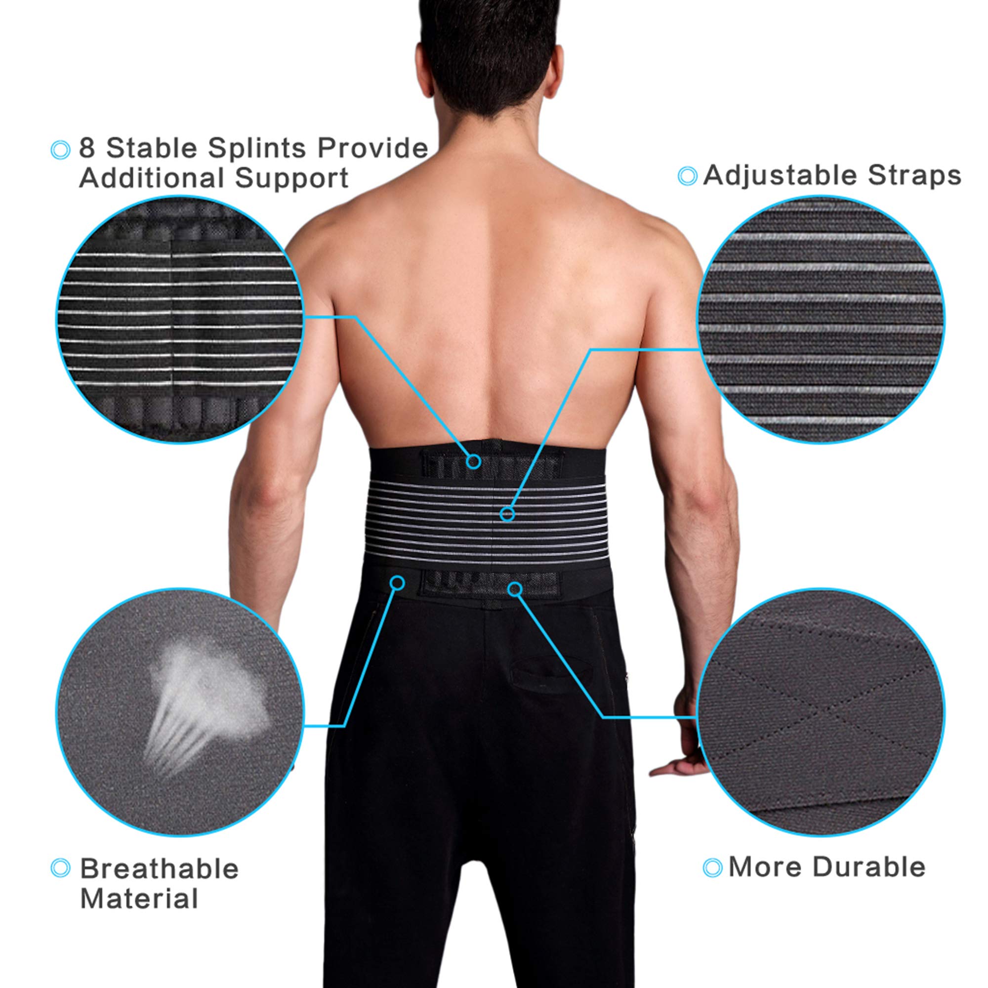 Cotill Lower Back Support Belt for Men & Women - Adjustable Lumbar Brace for Pain Relief, Sciatica, Herniated Disc & Injury Prevention - Breathable Mesh Back Support with Dual Straps (L/XL) - Ideal for Office Work, Driving, Weightlifting & Post-Surgery Recovery