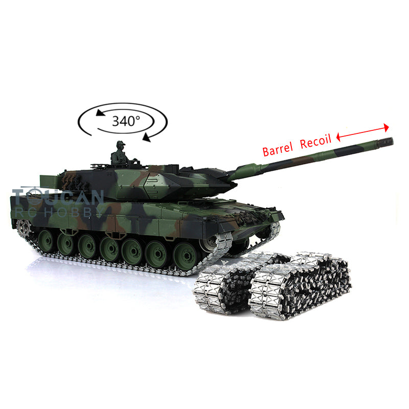 Heng Long 1/16 Scale 2.4Ghz TK7.0 Leopard 2A6 RC Battle Tank with Barrel Recoil, Metal Tracks & Sprockets - Realistic Military Model for Collectors & RC Hobbyists (Ideal for Outdoor Battles & Display)