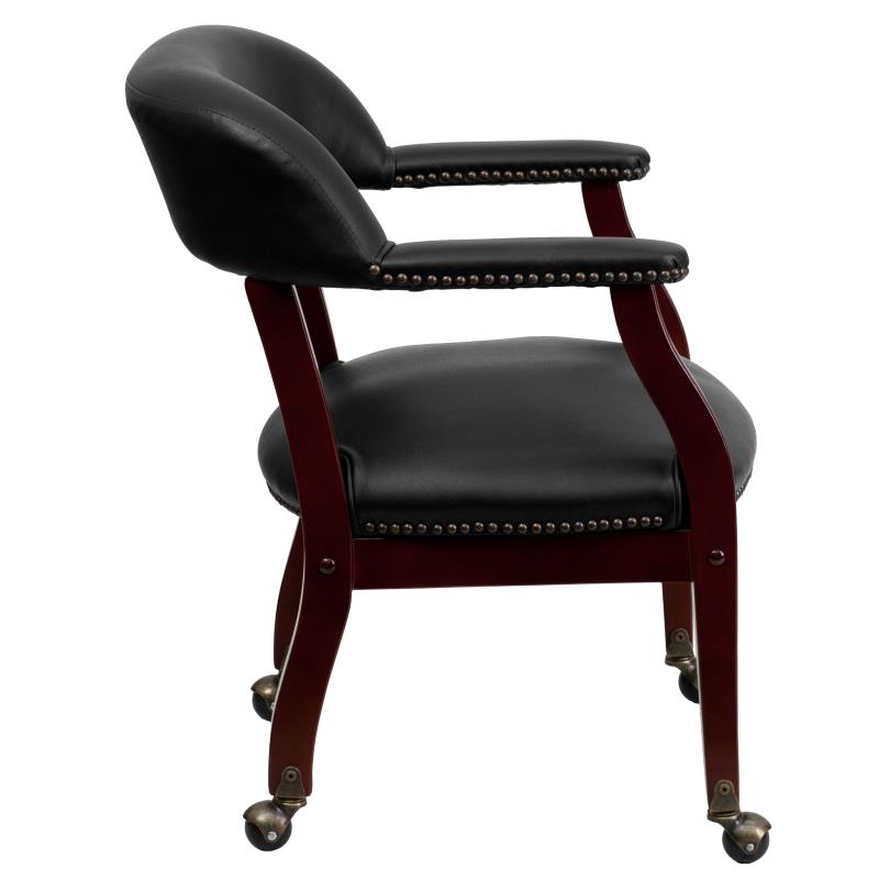 Premium FLASH Vinyl Conference Chair with Accent Nailhead Trim & Smooth-Rolling Casters - Ergonomic Office Chair for Executive Meetings, Home Office & Professional Workspaces