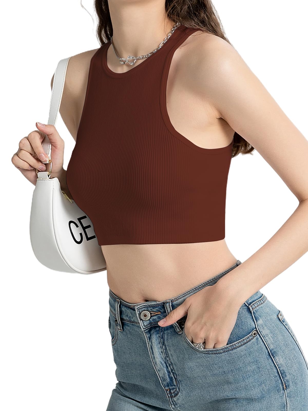 Women's Ribbed Stretch Crop Tank Tops - Trendy Soft Comfortable Fit for Casual Wear, Gym, and Summer Outfits