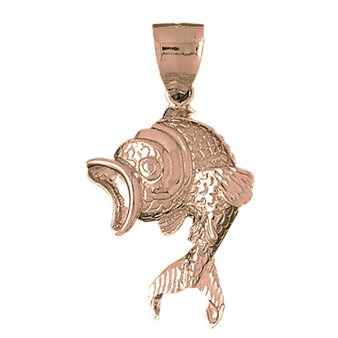 14K Rose Gold Goldfish Pendant Necklace - 50mm Elegant Jewelry for Women, Perfect Gift for Birthday, Anniversary & Special Occasions