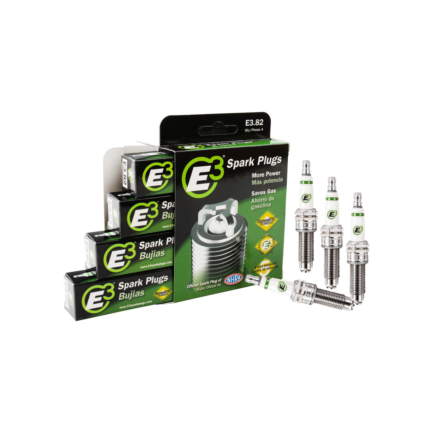 E3.82 Automotive Spark Plug for Late Model Import Cars - High Performance Ignition for Better Fuel Efficiency & Engine Power - Ideal for Daily Commute, Racing & Off-Road Driving