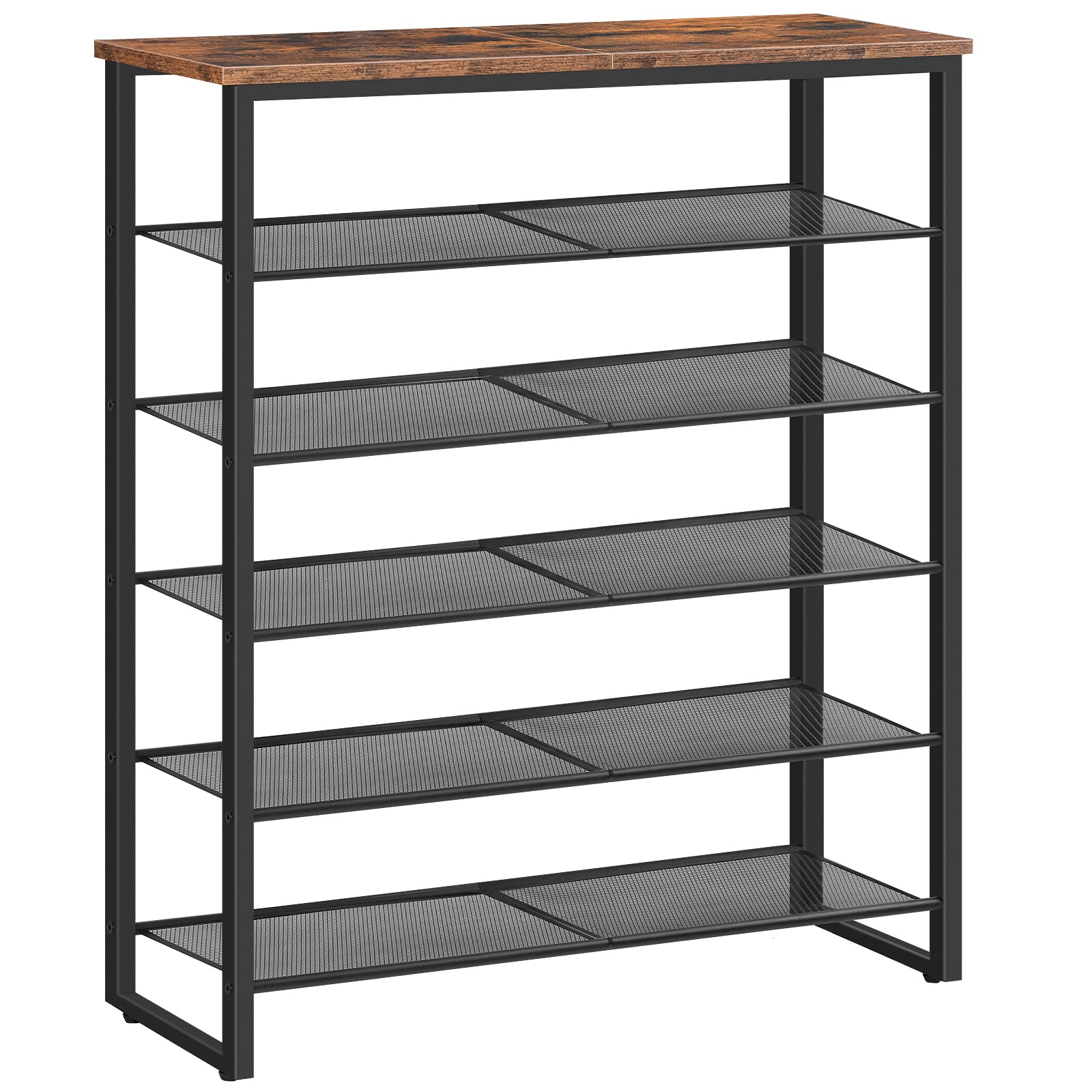 HOOBRO 6-Tier Shoe Rack Organizer - Holds 18-24 Pairs of Shoes, Large Capacity Entryway Storage Shelf - Durable & Stable Rustic Brown Shoe Cabinet for Closet, Hallway, Dorm Room - Perfect for Small Spaces & Shoe Organization