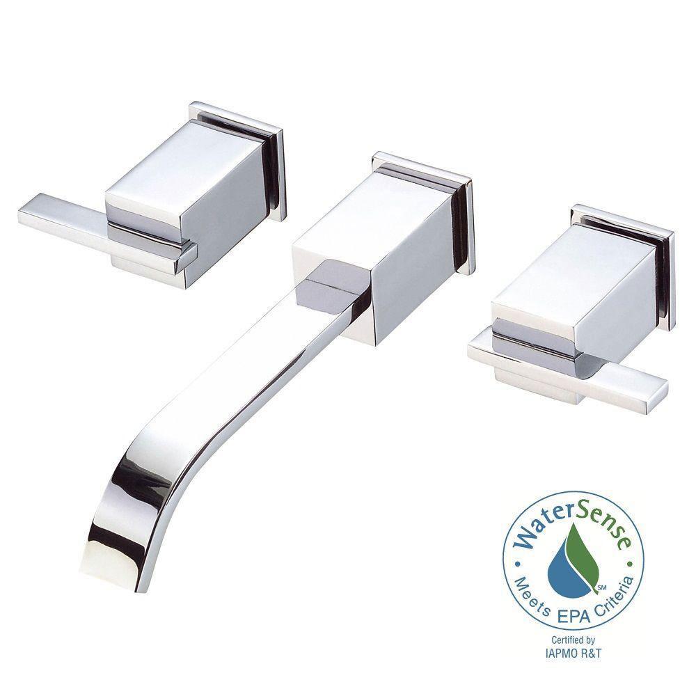 Danze Sirius 2-Handle Wall Mount Bathroom Faucet in Chrome - Modern Water-Saving Lavatory Sink Faucet for Home & Commercial Use | Perfect for Small Bathrooms, Powder Rooms & Water Conservation