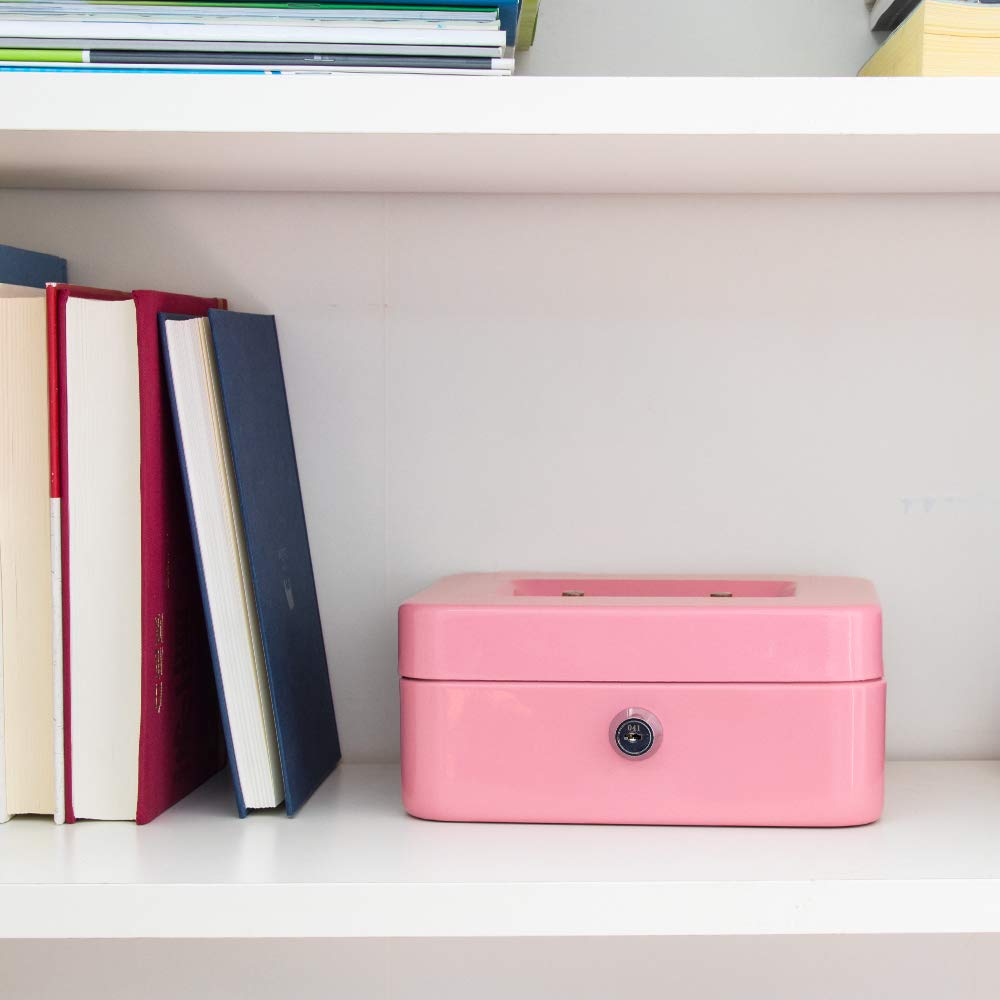 Kyodoled Medium Cash Box with Money Tray & Key Lock - 7.87