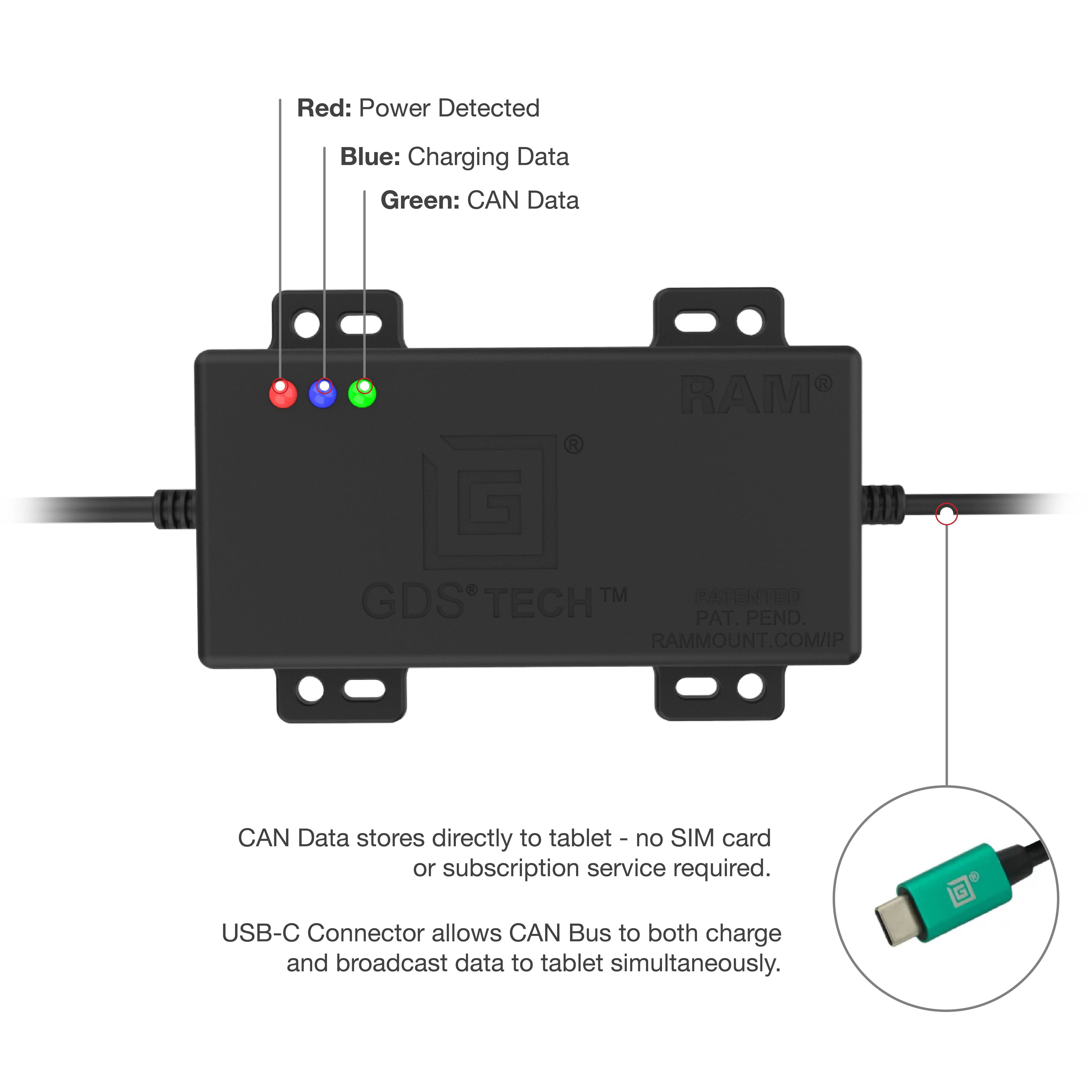 GDS® CAN Bus Adapter with FMS Connector for RAM Trucks - Heavy Duty Vehicle Diagnostic Tool for OBD2 Port Connection | Perfect for Fleet Management & Truck Diagnostics