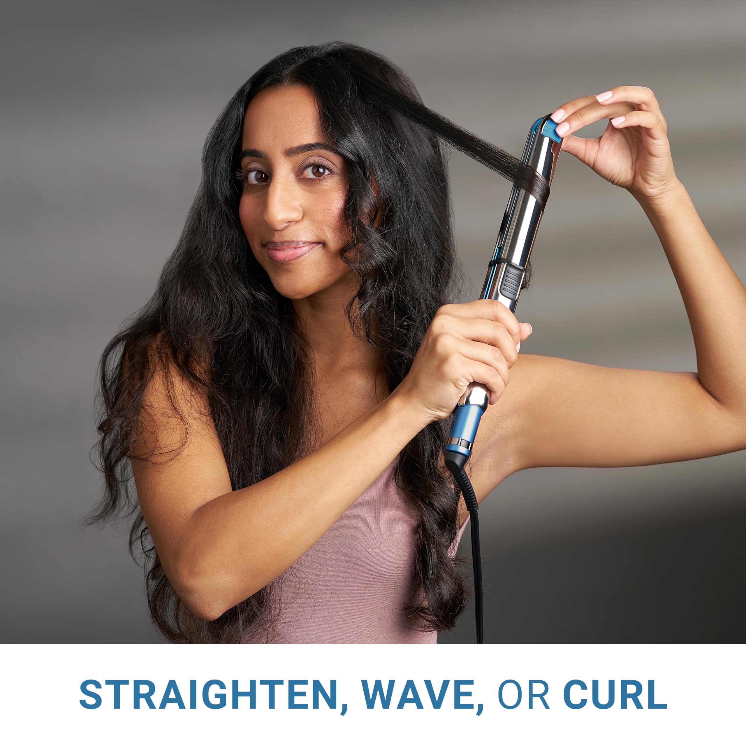 BaBylissPRO Nano Titanium Prima Ionic Hair Straightener & Curling Iron - Professional Dual Styling Tool for Smooth Straight Hair or Voluminous Curls | Perfect for Home Use, Salon Styling & Travel