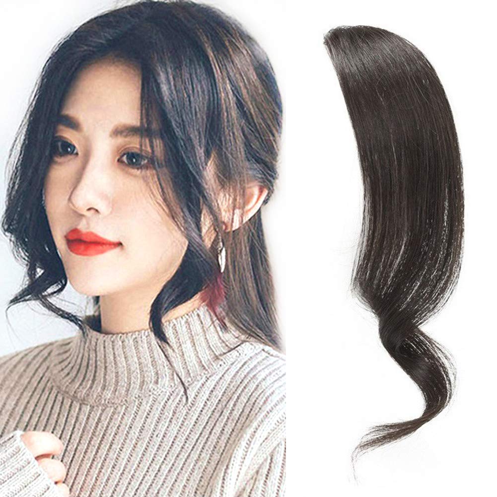 DSOAR 2PCS Wavy Clip-In Bangs Human Hair Extensions - Natural Black Color | Real Human Hair Fringe for Instant Volume & Style | Perfect for Cosplay, Daily Wear & Special Occasions