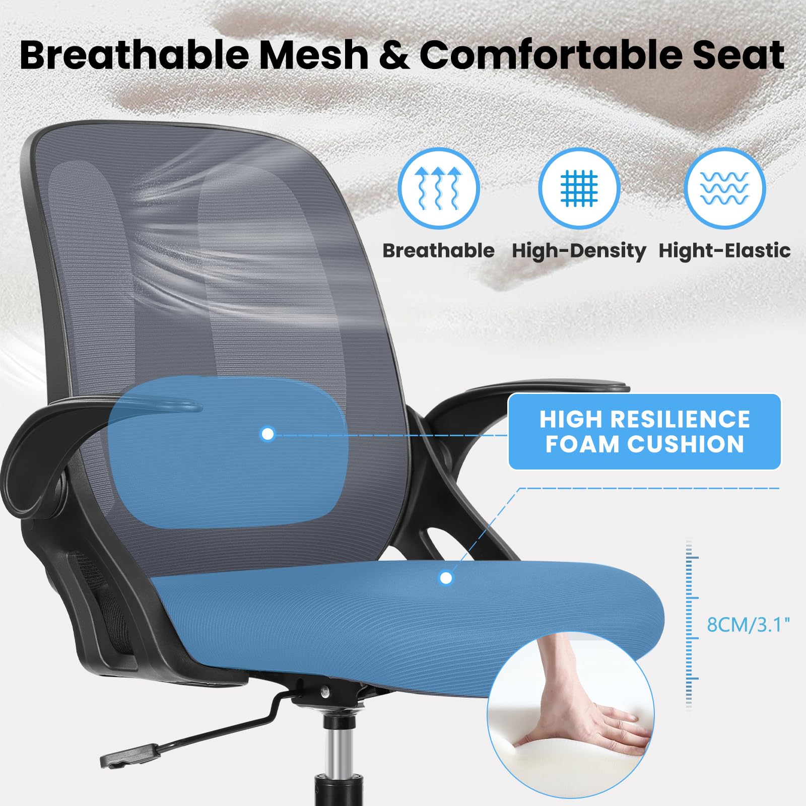 Ergonomic Drafting Chair with Adjustable Lumbar Support & Flip-Up Armrests - High Office Stool with Footrest Ring for Standing Desks - Dark Gray Executive Computer Chair for Architects, Designers & Home Office Use