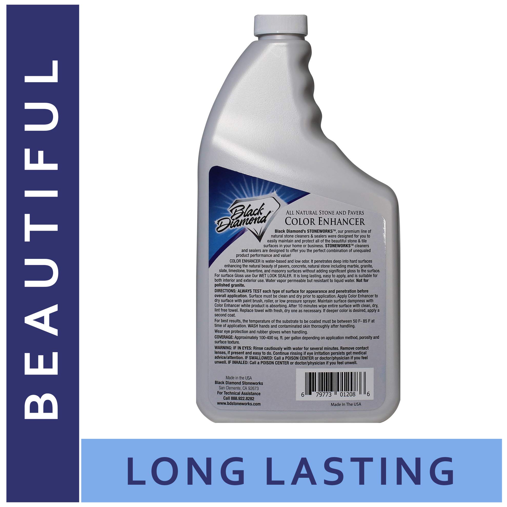 Premium Color Enhancer & Sealer for Natural Stone & Pavers - Enhances Marble, Travertine, Limestone, Granite, Slate, Concrete, Grout, Brick & Block - Ideal for Patios, Walkways & Outdoor Landscaping Surfaces