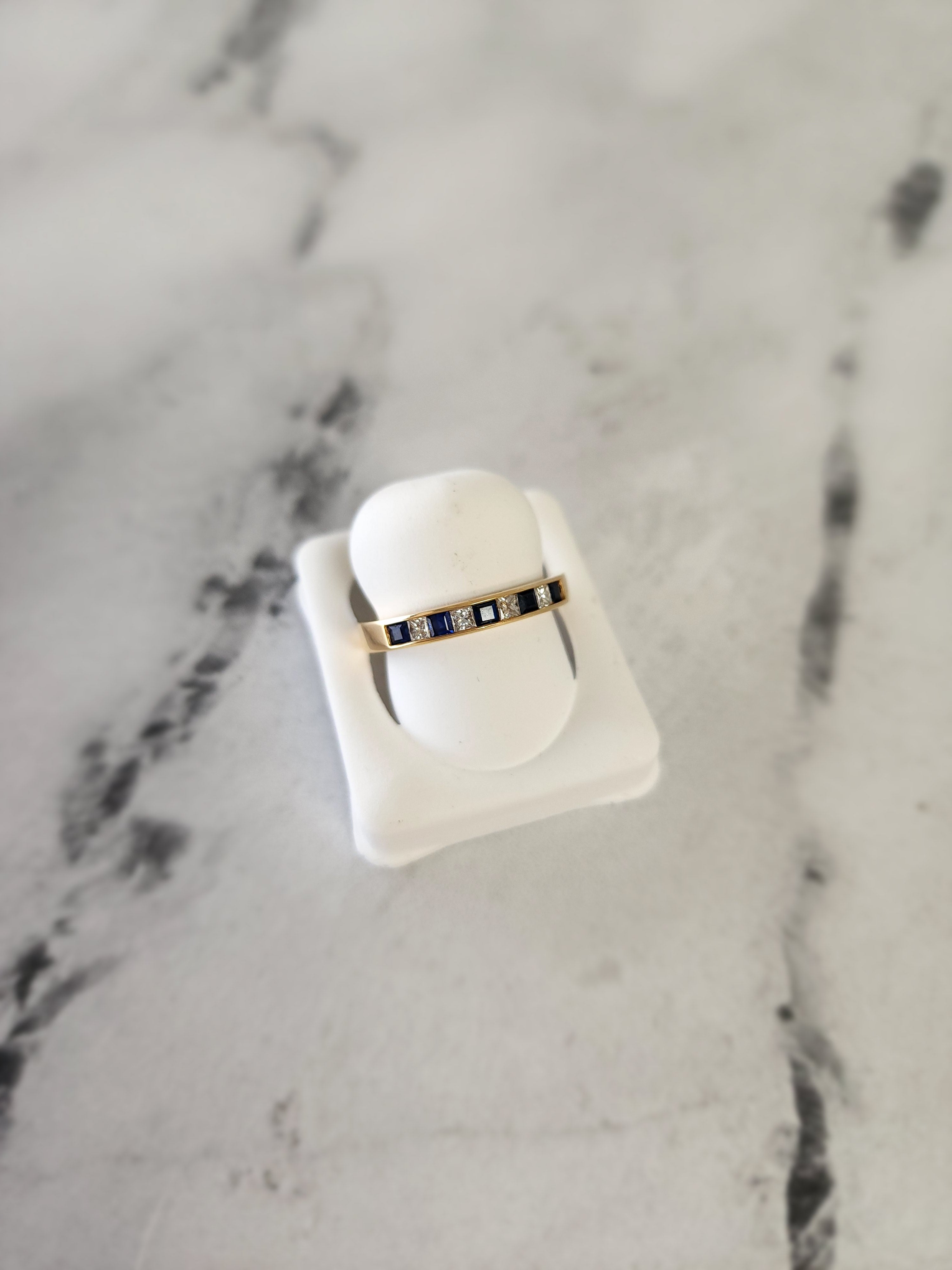 0.5 Carat Diamond & Sapphire Wedding Band Ring for Women - 14K Yellow Gold - Elegant Bridal Jewelry for Engagement, Anniversary & Special Occasions