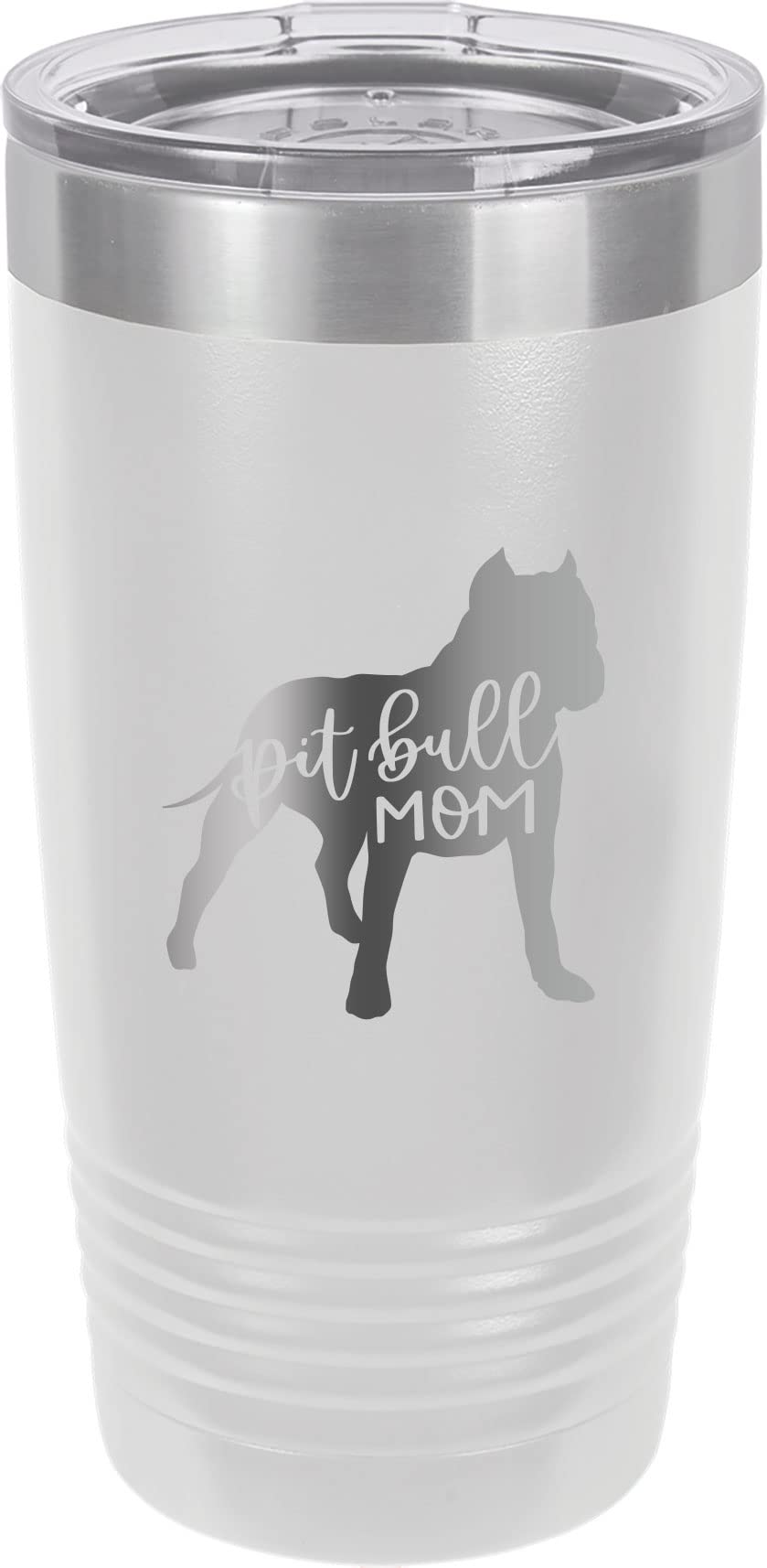 Pitbull Dog Mom Stainless Steel Tumbler - 20oz Double-Wall Vacuum Insulated Travel Mug with Laser Engraved Design - Perfect Gift for Dog Lovers, Coffee & Tea On-The-Go, Office Use & Outdoor Adventures