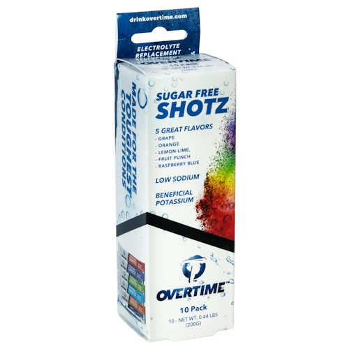 Overtime Electrolyte Powder Packets - Sugar-Free Hydration Drink Mix Variety Pack (10 Count - 2 of Each Flavor) - Perfect for Workouts, Sports & Post-Workout Recovery