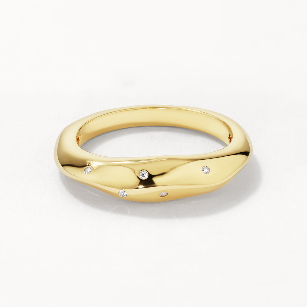 White Zircon Polka Dot Gold Ring for Women - Elegant Dainty Jewelry Gift for Birthday, Anniversary & Special Occasions