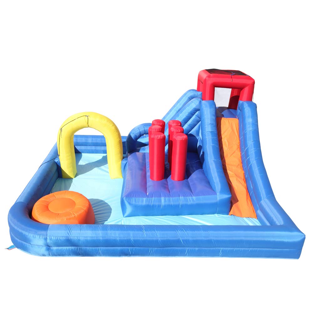 **TopPlan Inflatable Water Slide Bouncer for Kids - Outdoor Bounce House with Waterslide, Climbing Wall, River Race Area & Water Cannon - Perfect for Backyard, Birthday Parties & Summer Fun**