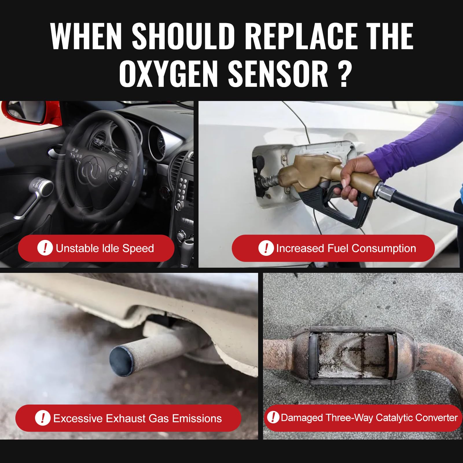 Bapmic Upstream & Downstream Lambda O2 Oxygen Sensor Compatible with Cadillac Chevrolet GMC 19178116 - Improve Engine Performance & Fuel Efficiency