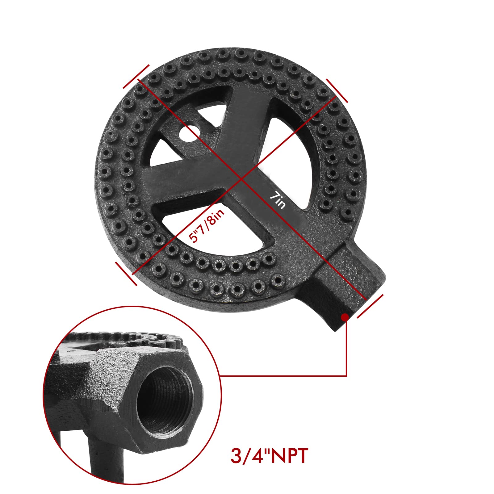 MCAMPAS Cast Iron Wok Burner Replacement - 20PSI Propane Regulator Hose & Manifold Pipe - Heavy Duty Cooktop Parts for Outdoor Cooking, Camping, and High Heat Stir Frying