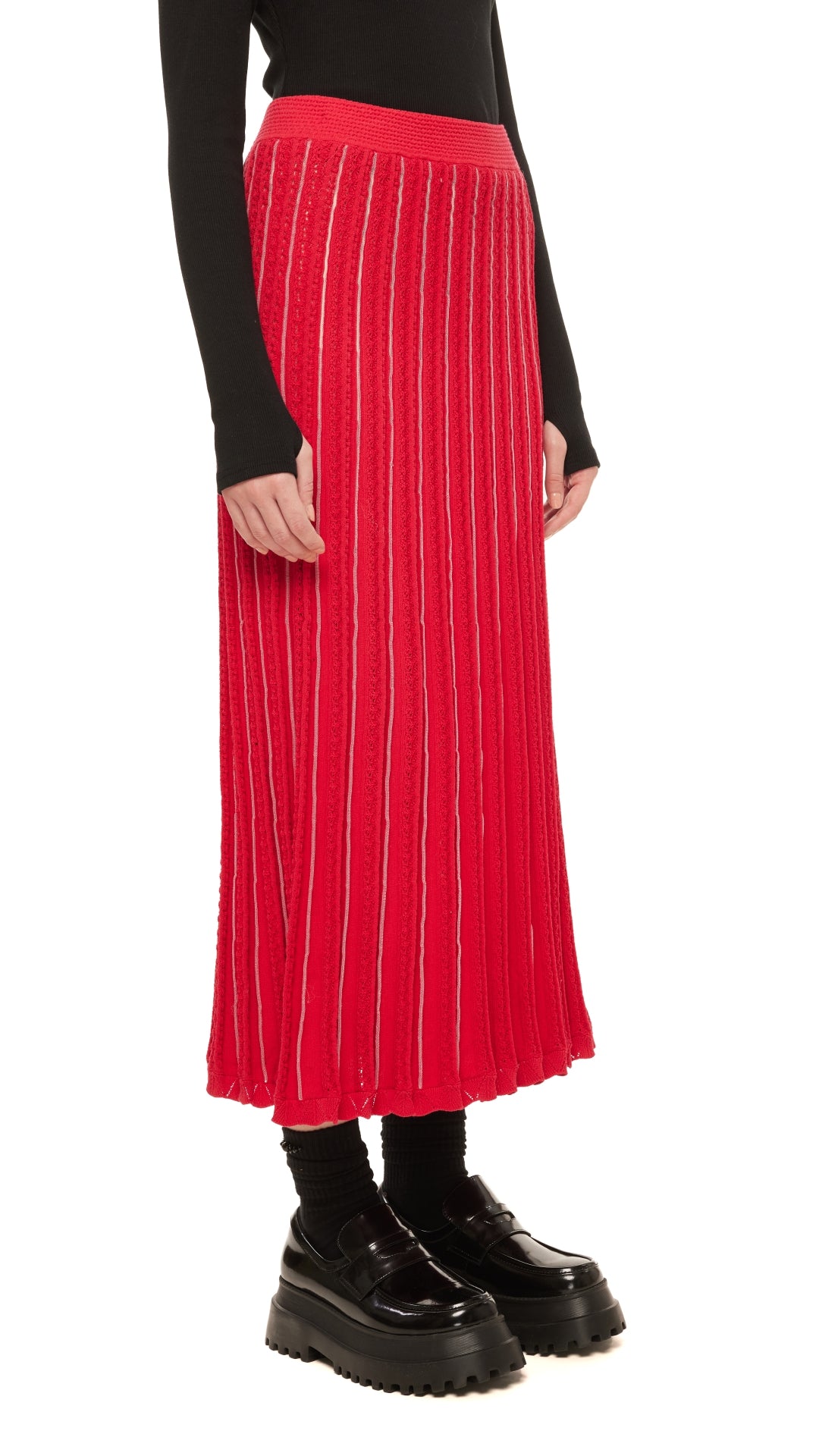 Stylish Women's Knit Skirt - Soft Stretchy High Waist Midi Skirt for Casual Wear & Office Outfits | Perfect for Fall/Winter Fashion, Date Nights & Holiday Parties