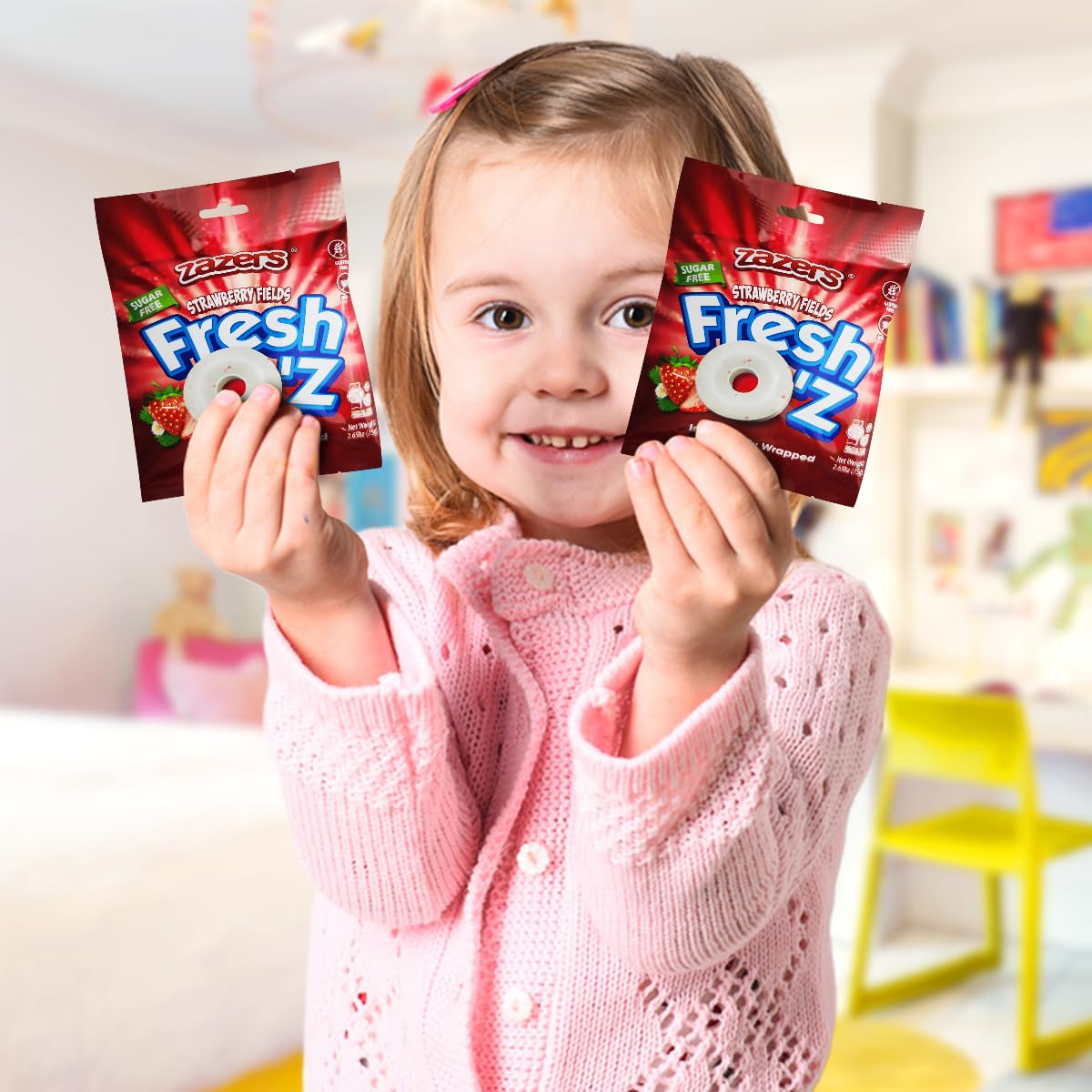 Sugar Free Strawberry Flavored Candy - Fresh Breath Mints, Individually Wrapped, Nut Free, 2.65oz Pack - Perfect for On-the-Go, Office, Travel & After Meals