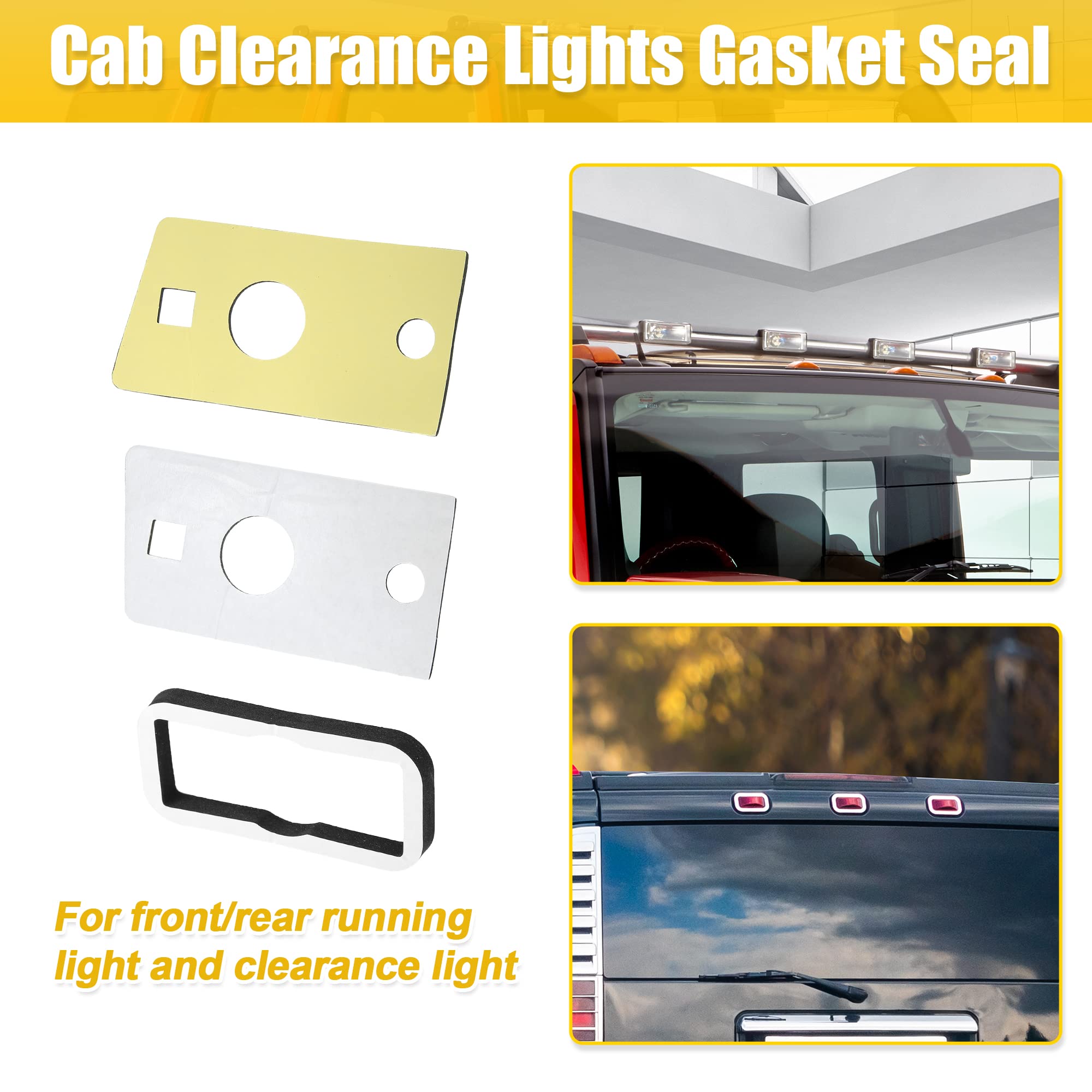 X AUTOHAUX 1 Set Waterproof Double Self-Adhesive Roof Cab Marker Light Gasket Seal Kit for Hummer H2 2003-2009 - Front Rear Clearance Running Lights Replacement - Perfect for Off-Roading, Camping & Night Driving