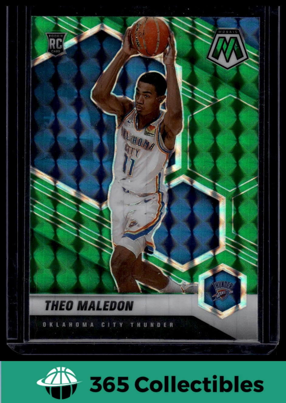 2020-21 Panini Mosaic Theo Maledon Green RC #218 Basketball Card - Oklahoma City Thunder Rookie - Collectible Trading Card for NBA Fans & Card Investors