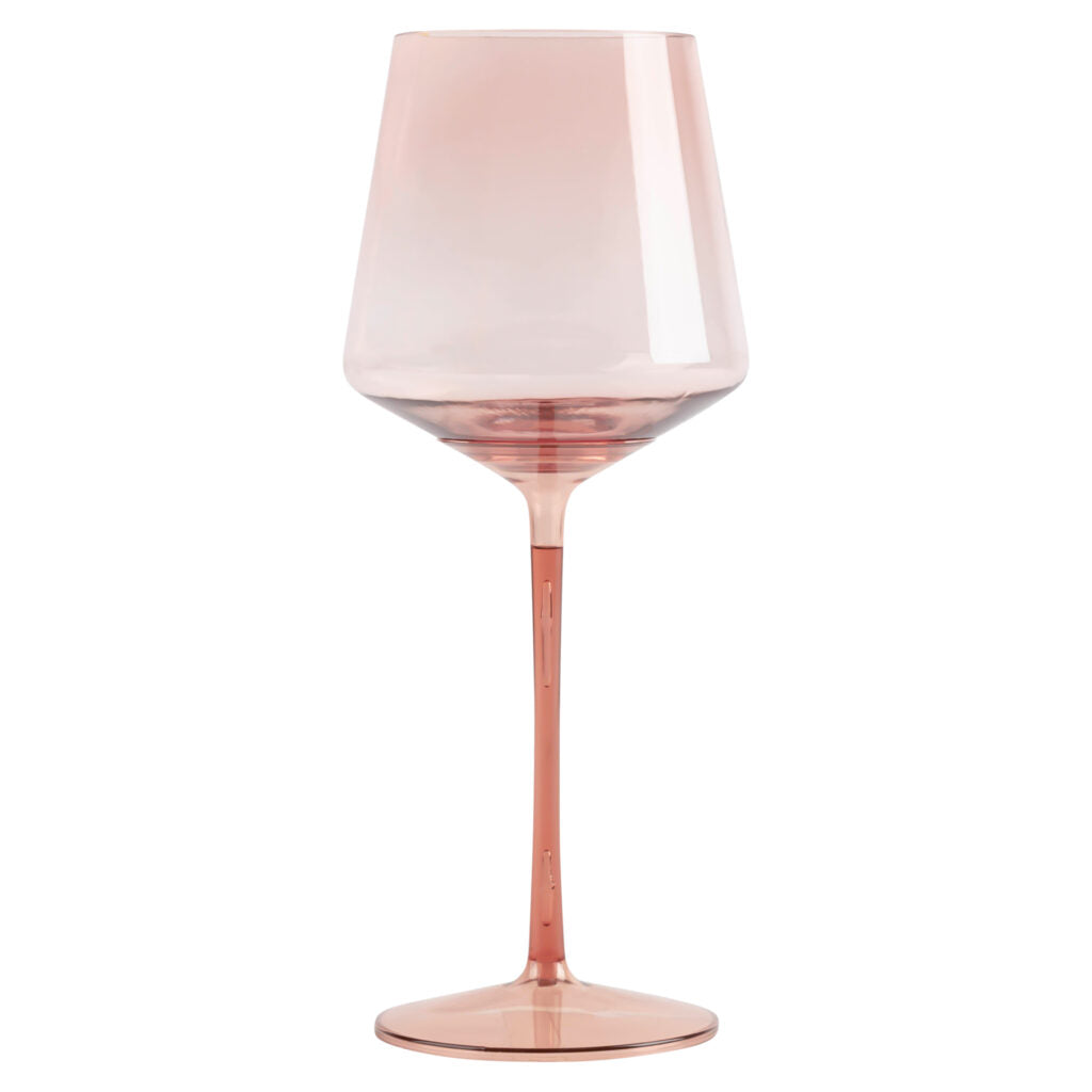14 Oz Rose Gold Plastic Stemmed Wine Goblets - Set of 4 Shatterproof Cups for Outdoor Picnics, Weddings, and Parties