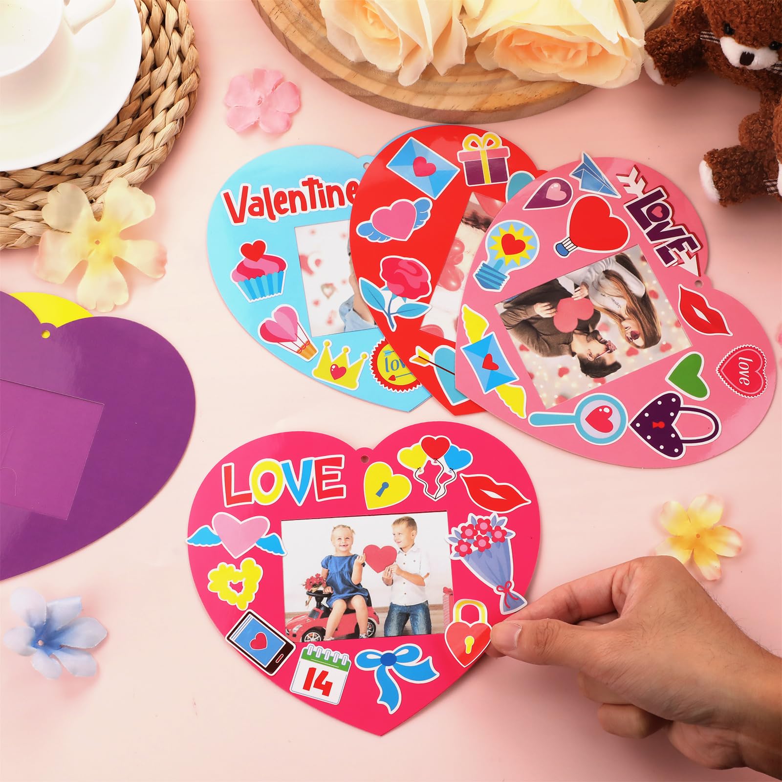 36 Sets Valentine's Day Craft Kit for Kids - DIY Heart Picture Frame, Valentine Photo Frame Arts & Crafts Kit for Home, Classroom, Kindergarten Party, Art Activity - Perfect for Gifts & School Projects