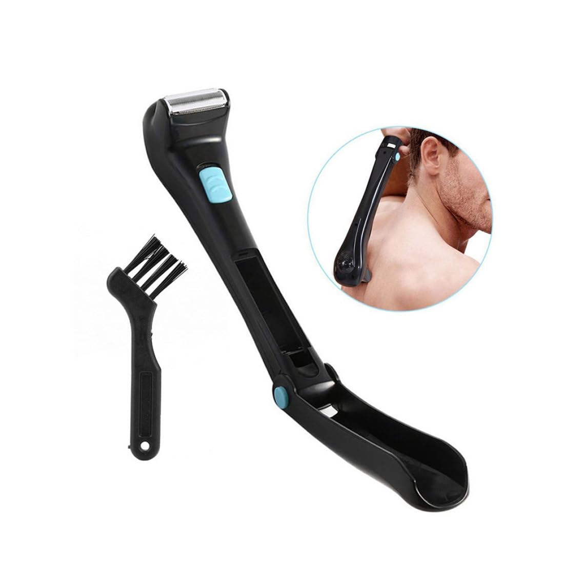 Foldable Electric Back Hair Shaver for Men with Long Handle - Painless Body Hair Remover & Trimmer - Perfect for Back, Chest, and Shoulder Grooming at Home or Travel