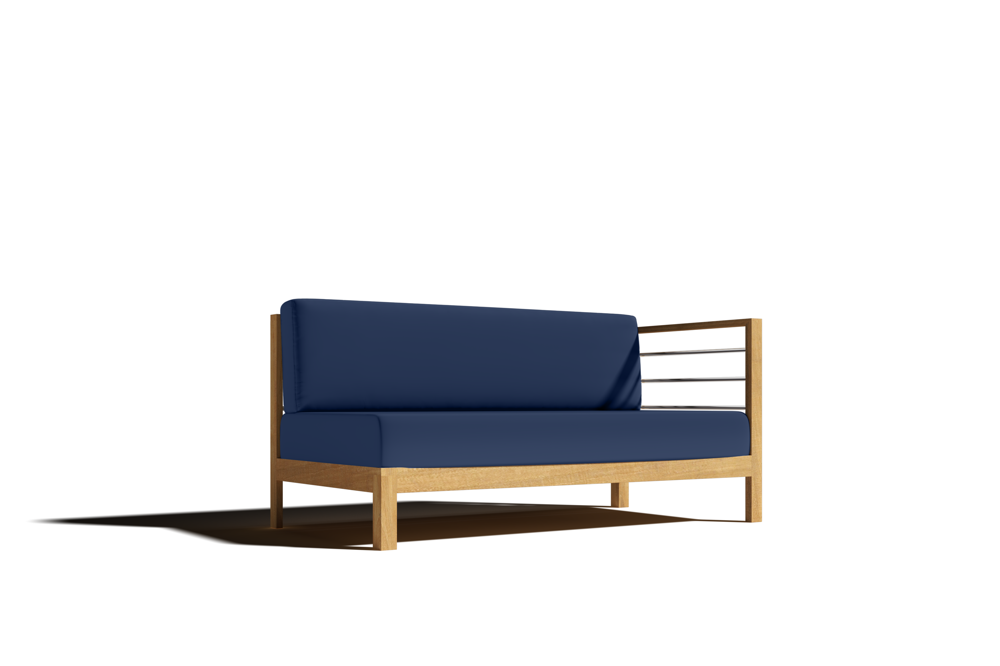 Premium Leon Teak Outdoor Sectional Right Sofa with Sunbrella Navy Cushion - Weather-Resistant Patio Furniture for Backyard, Poolside & Garden Relaxation